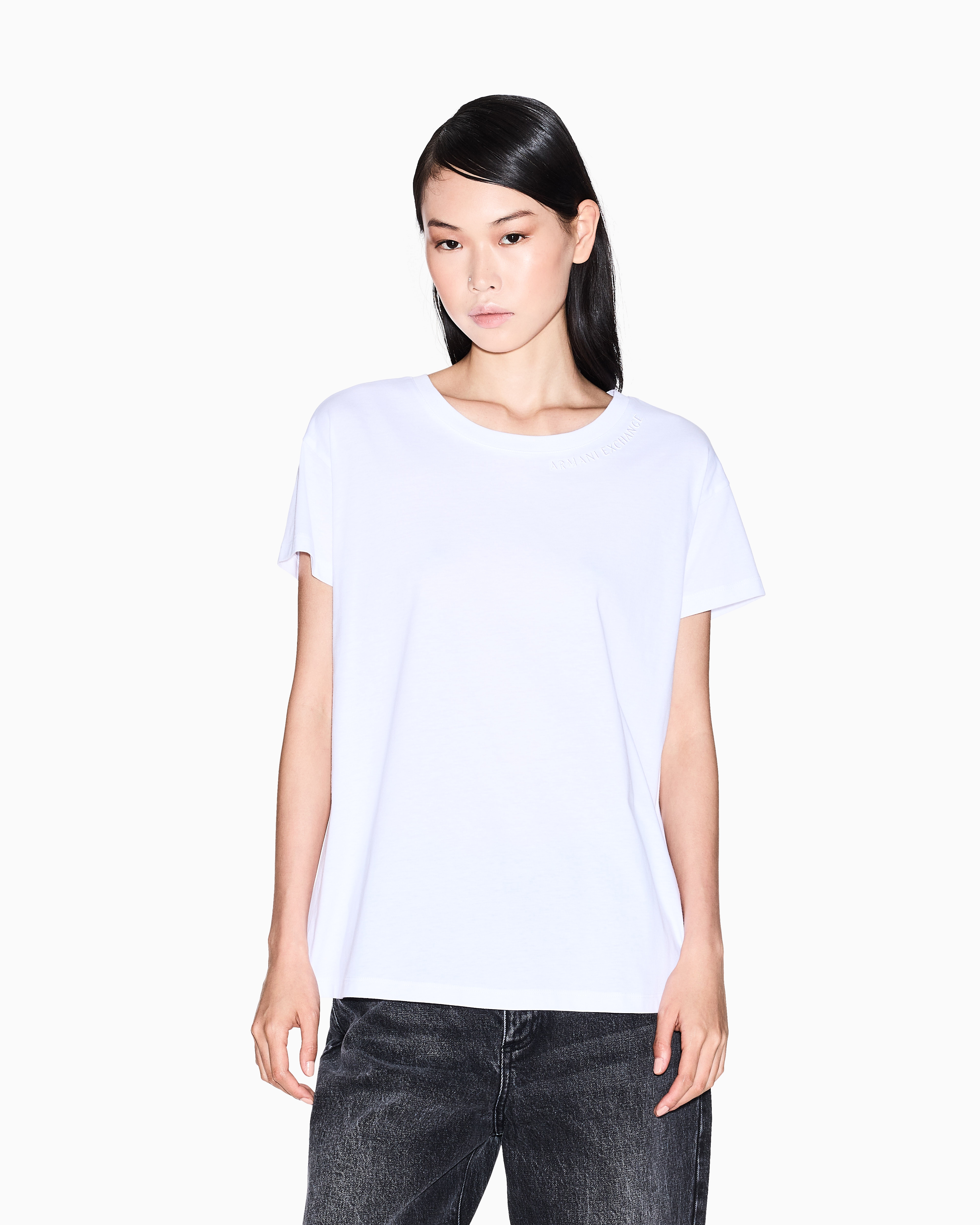 Armani Exchange - Relaxed Fit T-Shirts, Woman, White, Size: