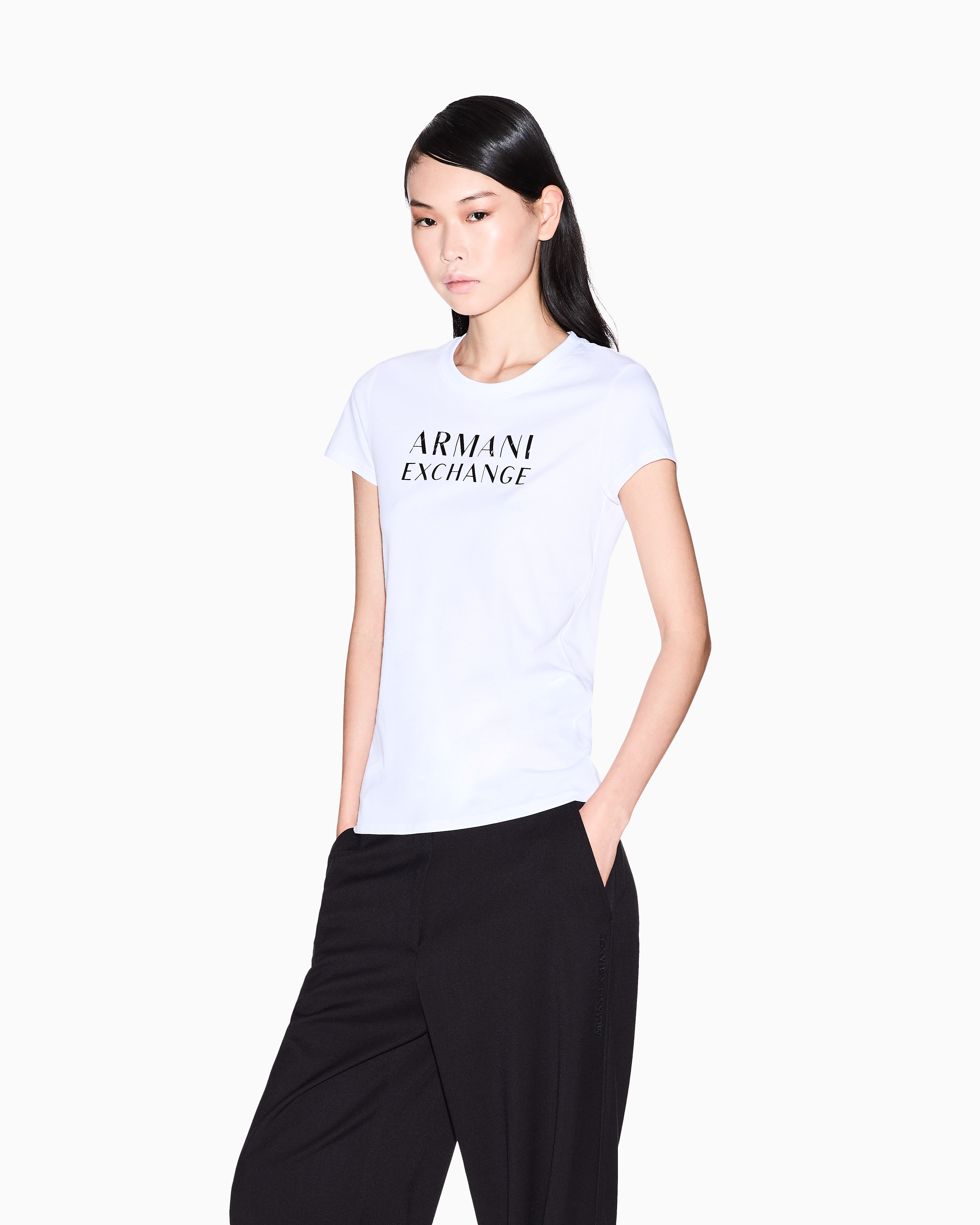 Armani Exchange - Slim Fit T-Shirts, Woman, White, Size: