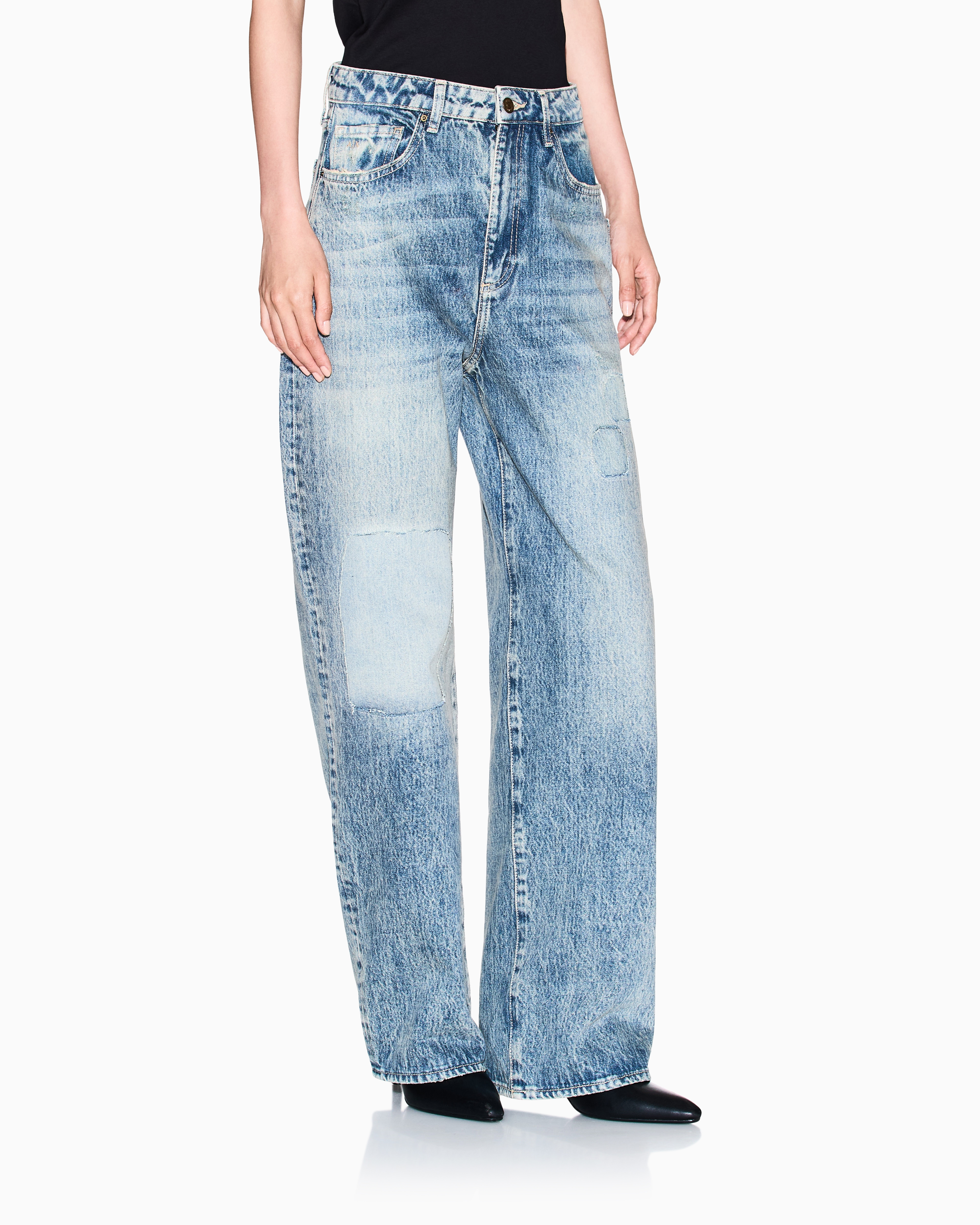 Armani Exchange - Relaxed fit jeans with a used effect and rips, Woman, Blue, Size: