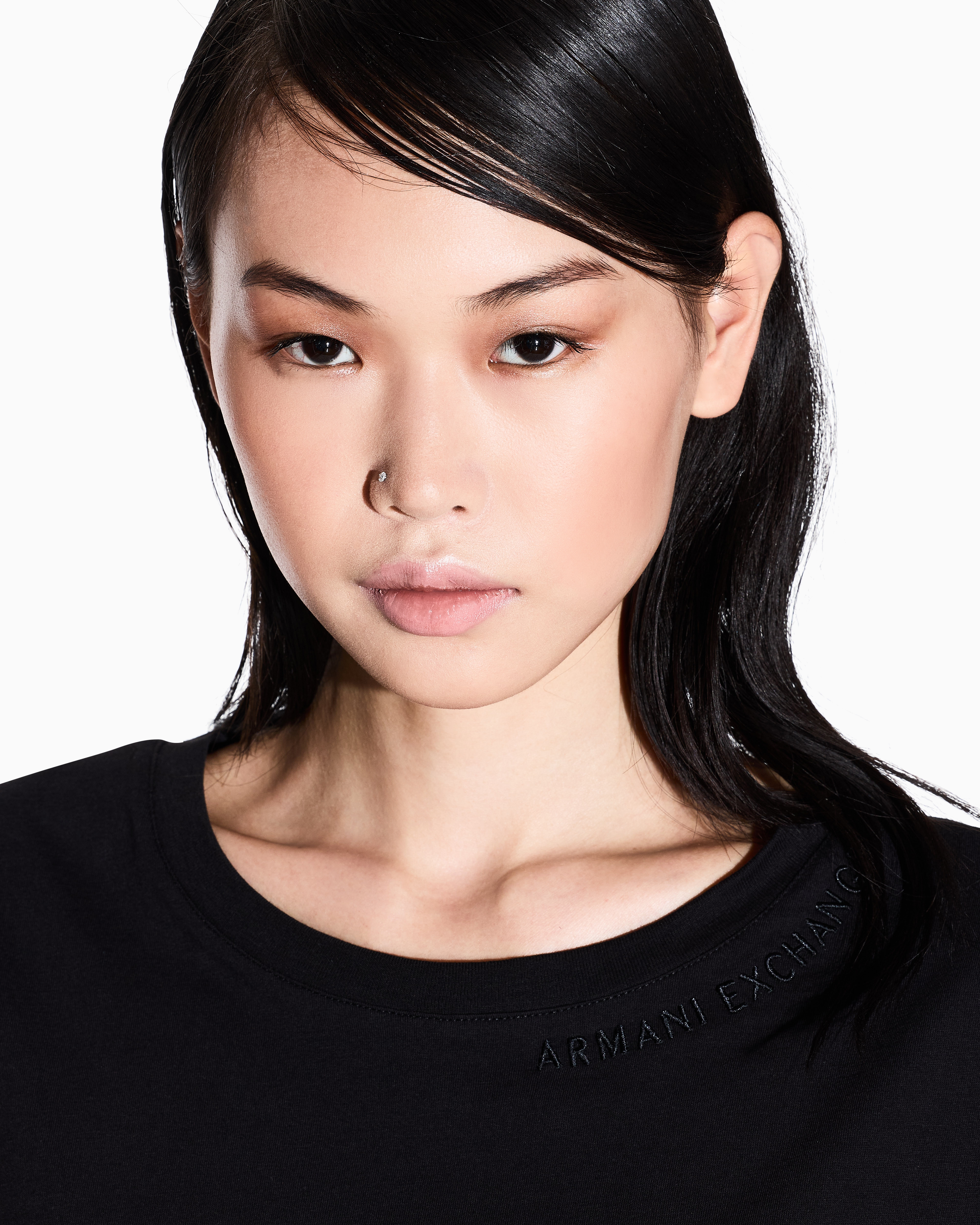 Armani Exchange - Relaxed Fit T-Shirts, Woman, Black, Size: