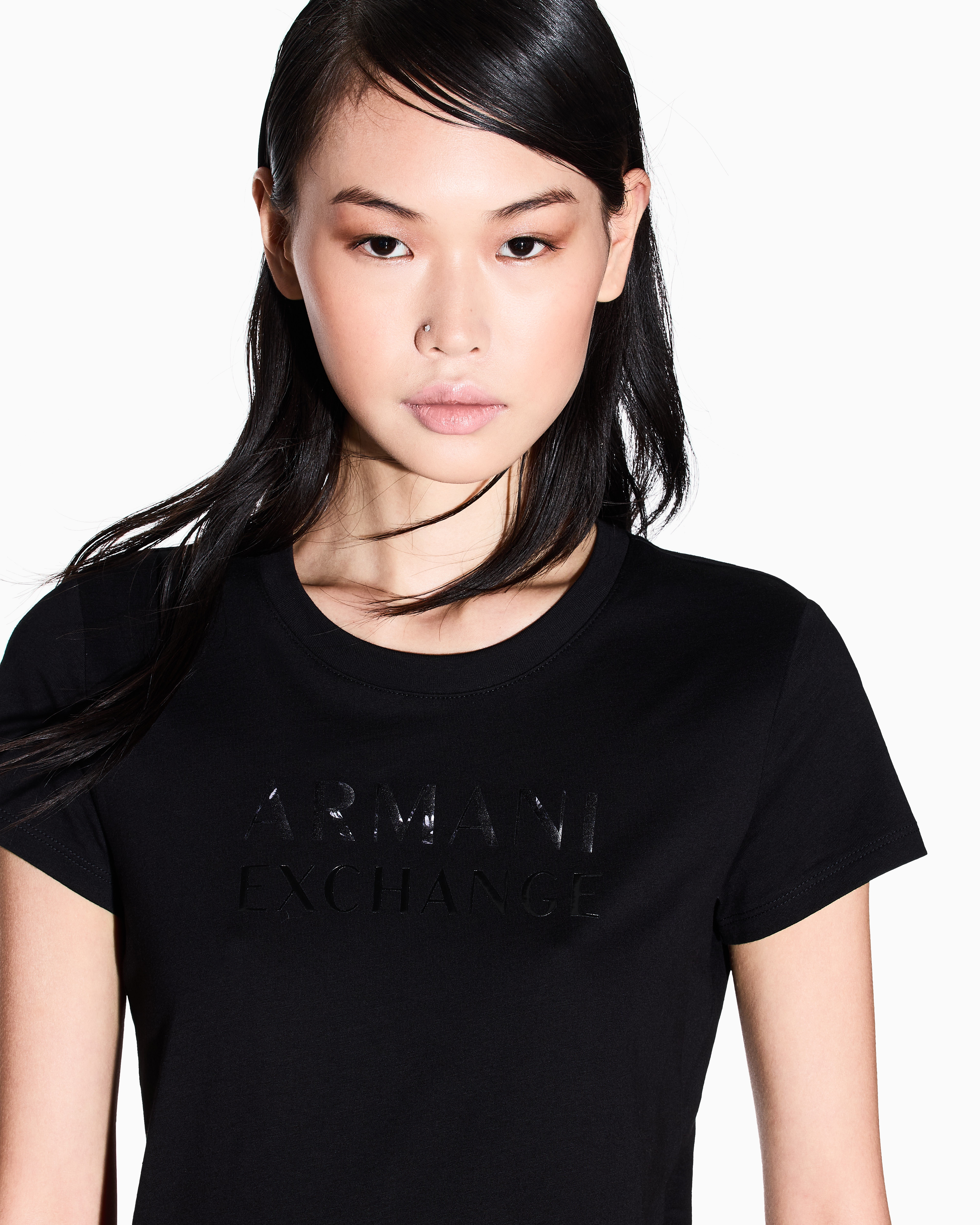 Armani Exchange - Slim Fit T-Shirts, Woman, Black, Size: