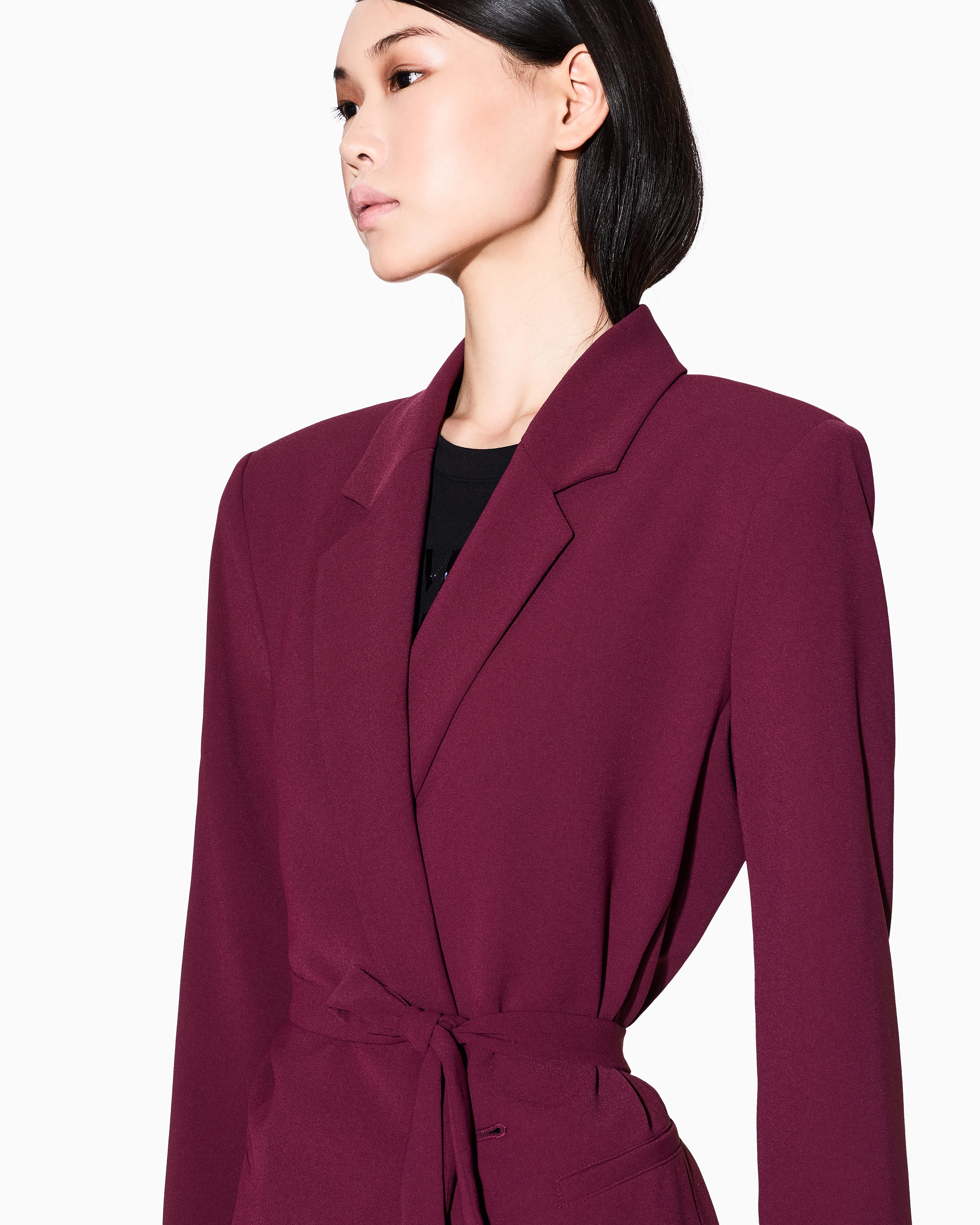 Armani Exchange - Jacket with thin belt, Woman, Burgundy, Size: