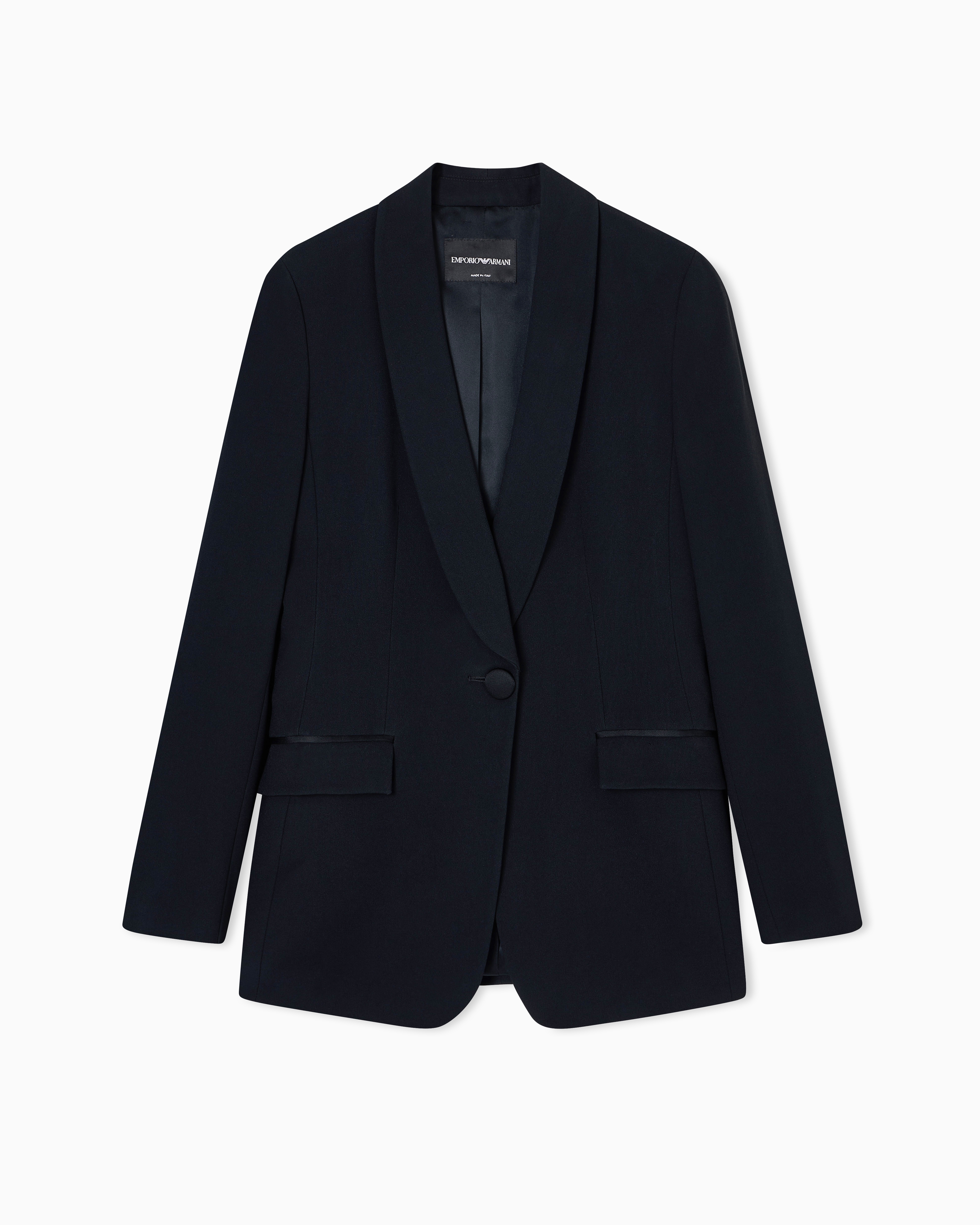 Emporio Armani - Single-breasted blazer envers satin, Woman, Black, Size:
