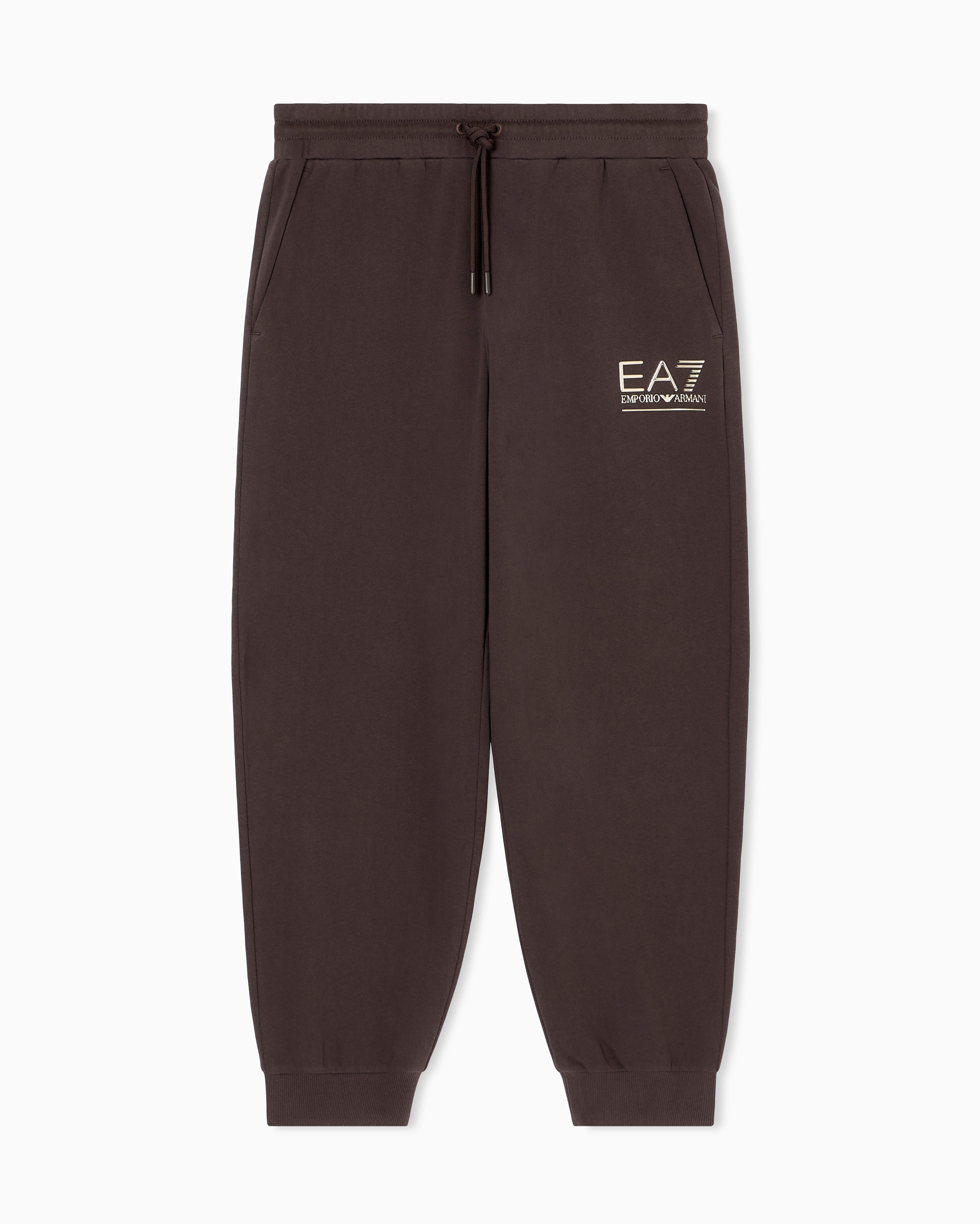 Ea7 Visibility Cotton-blend Joggers In Brown