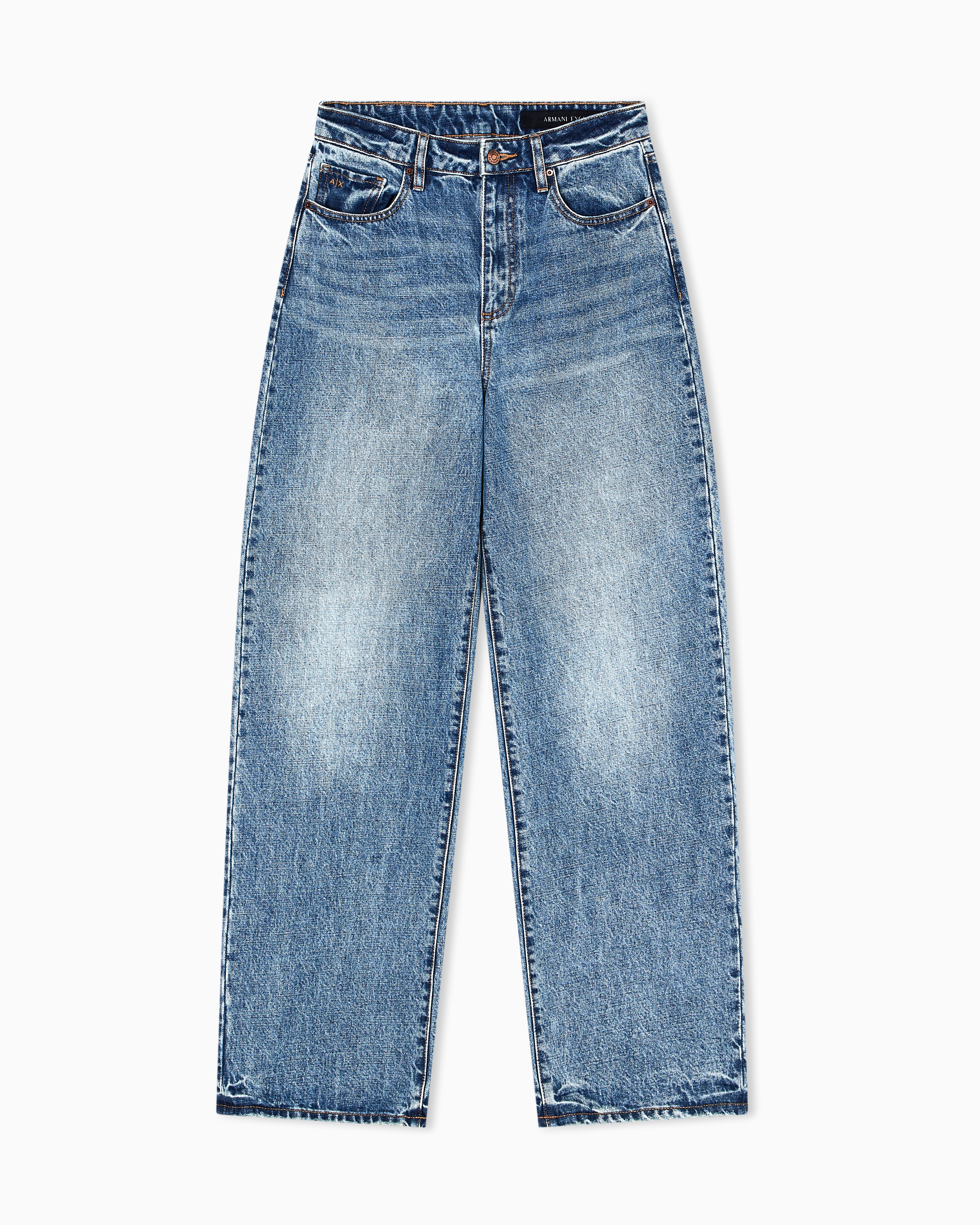 Armani Exchange - Relaxed fit jeans with used effect, Woman, Blue, Size: