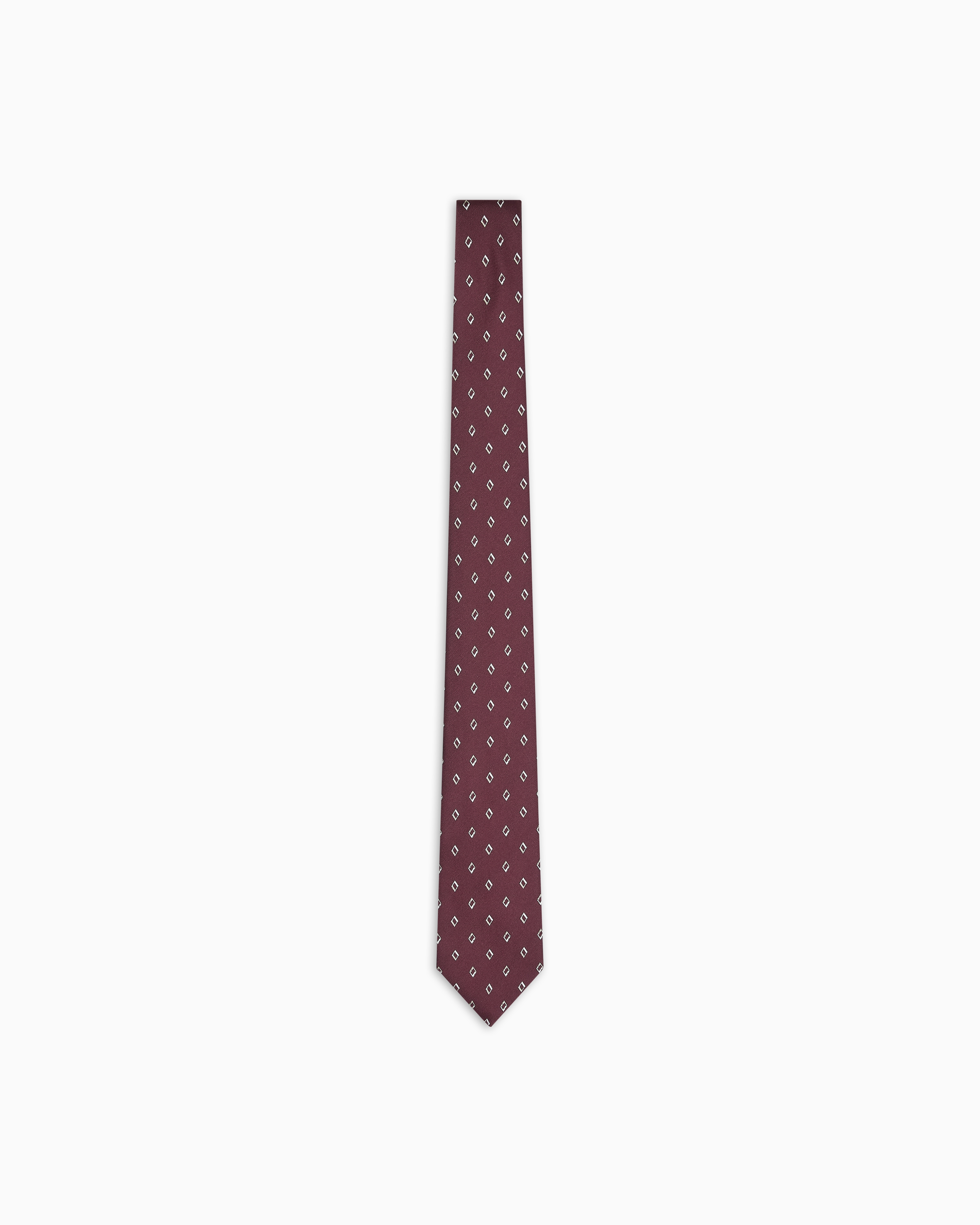 Emporio Armani Cravate En Pure Soie Micro Losanges Jacquard In Burgundy