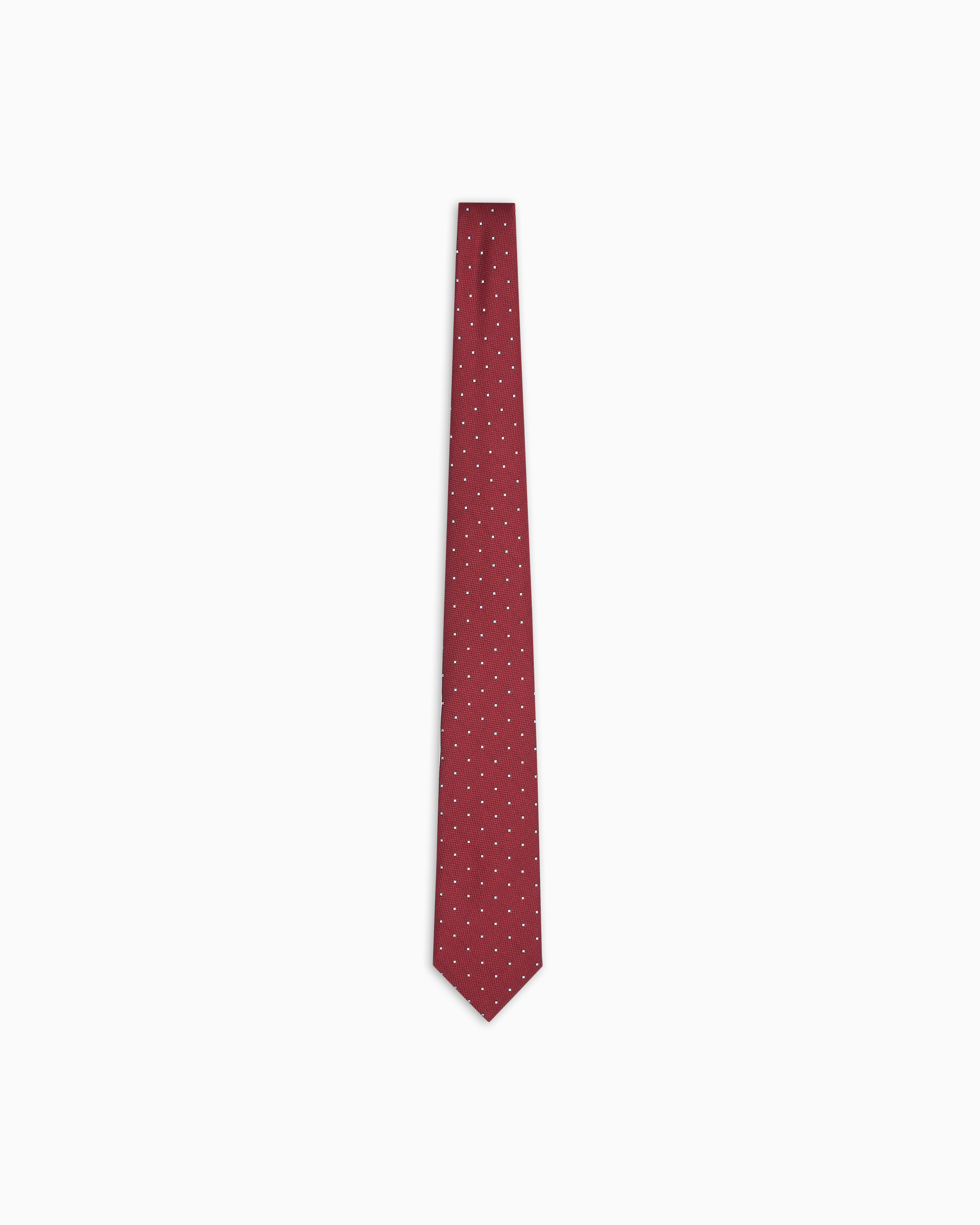 Emporio Armani - Pure silk tie with jacquard micro-pattern, Man, Burgundy, Size: TU