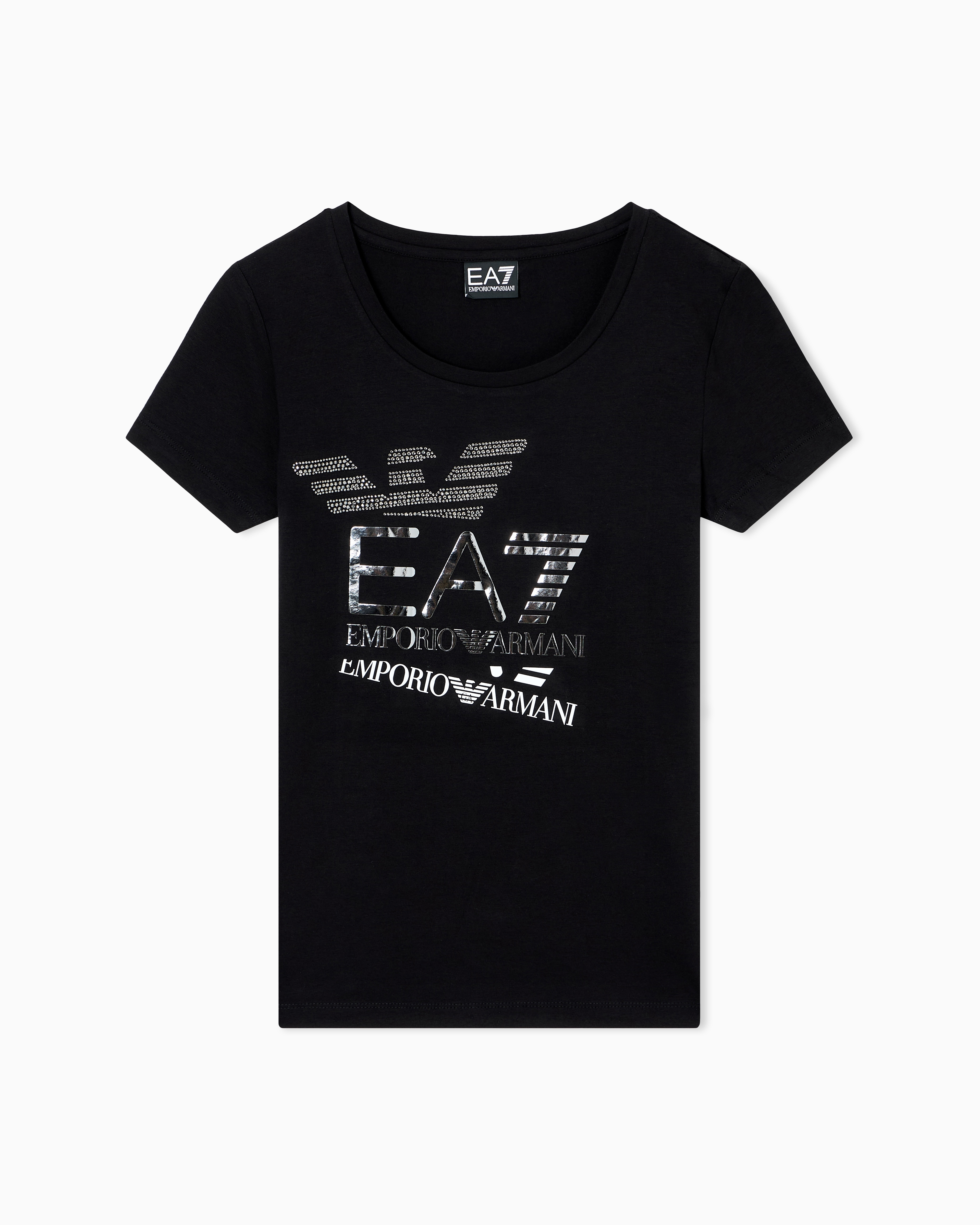 Logo Series stretch-cotton crew-neck T-shirt with print | EA7