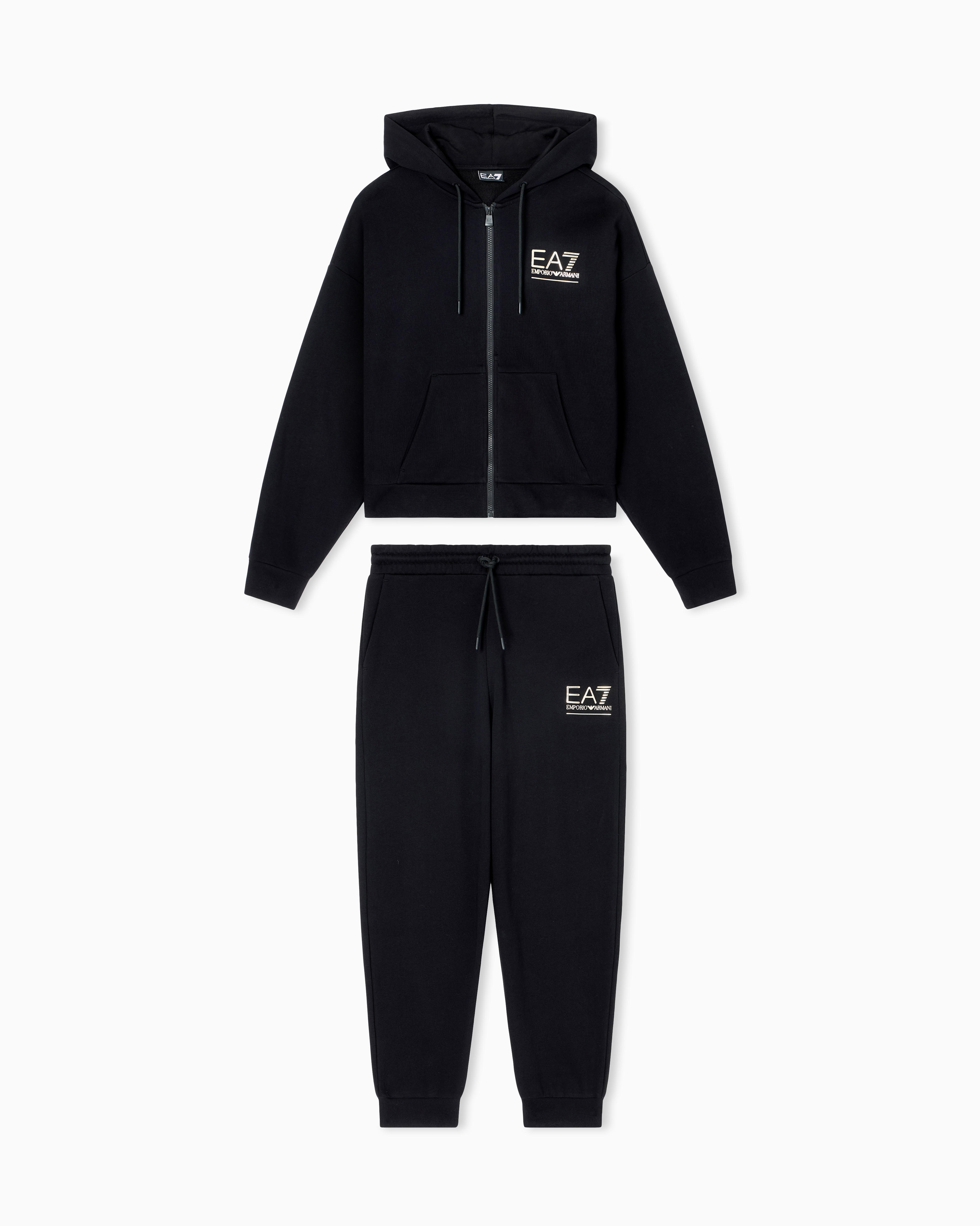 Ea7 Cotton-blend Visibility Tracksuit In Black