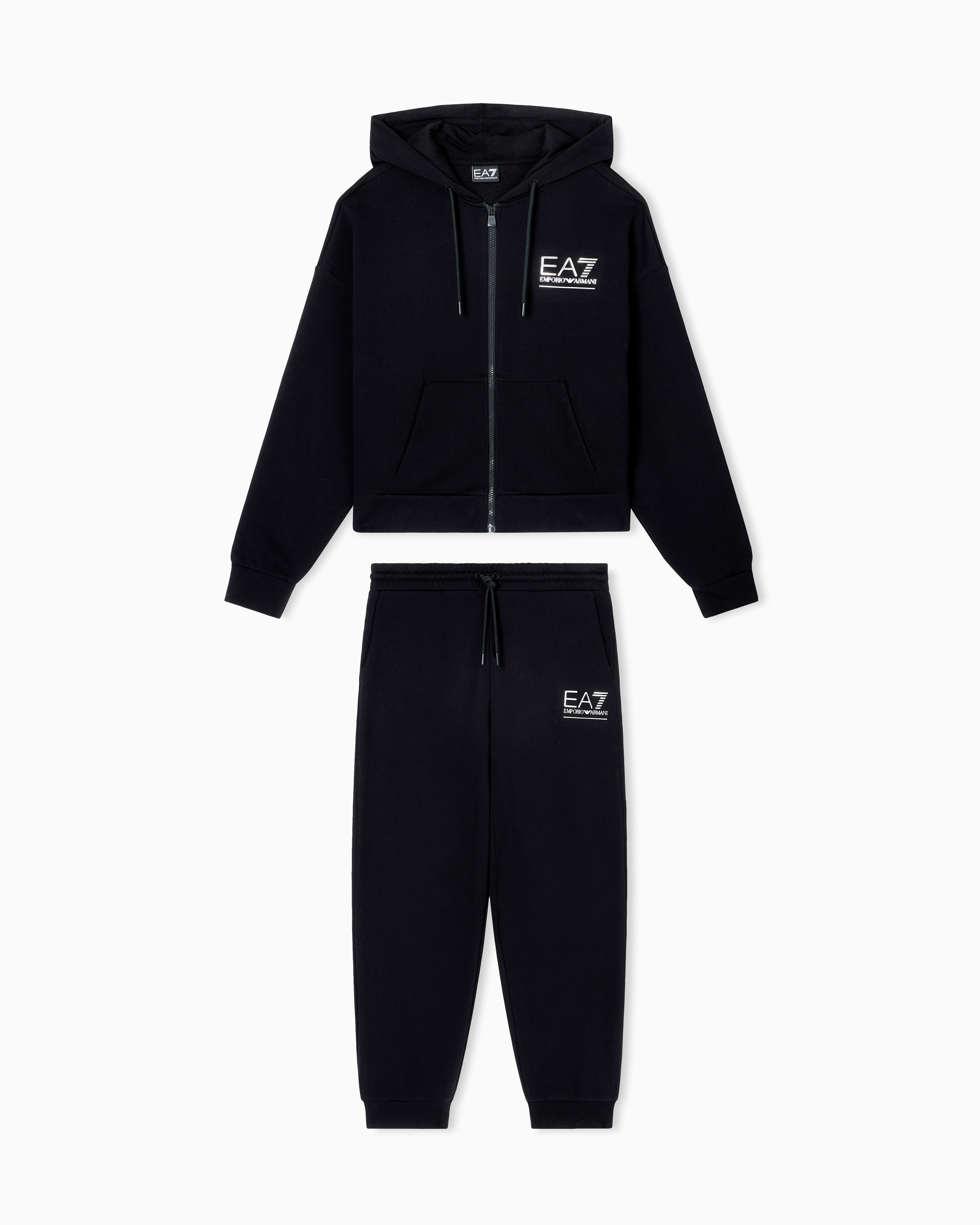 Ea7 Cotton-blend Visibility Tracksuit In Black