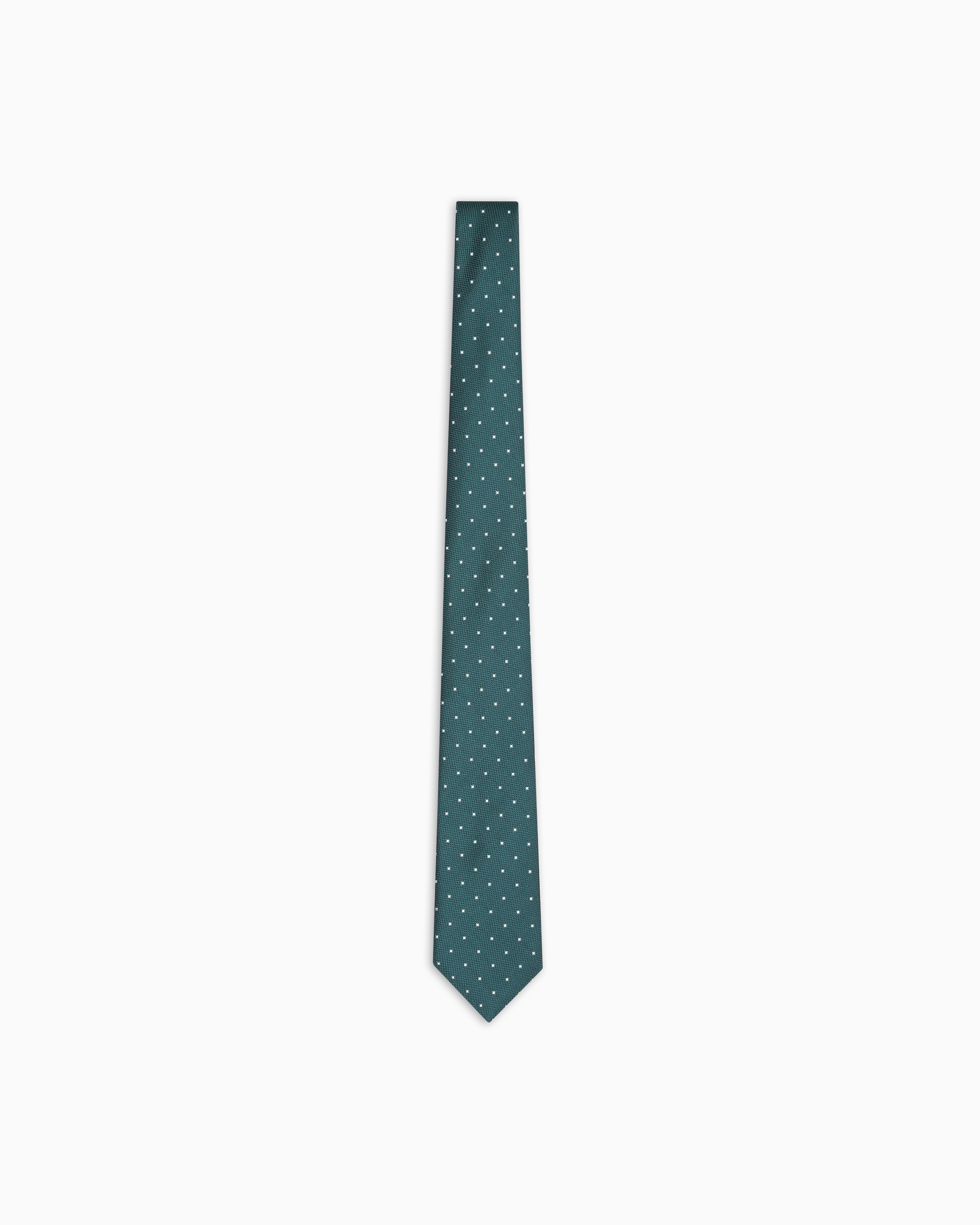 Emporio Armani - Pure silk tie with jacquard micro-pattern, Man, Green, Size: TU