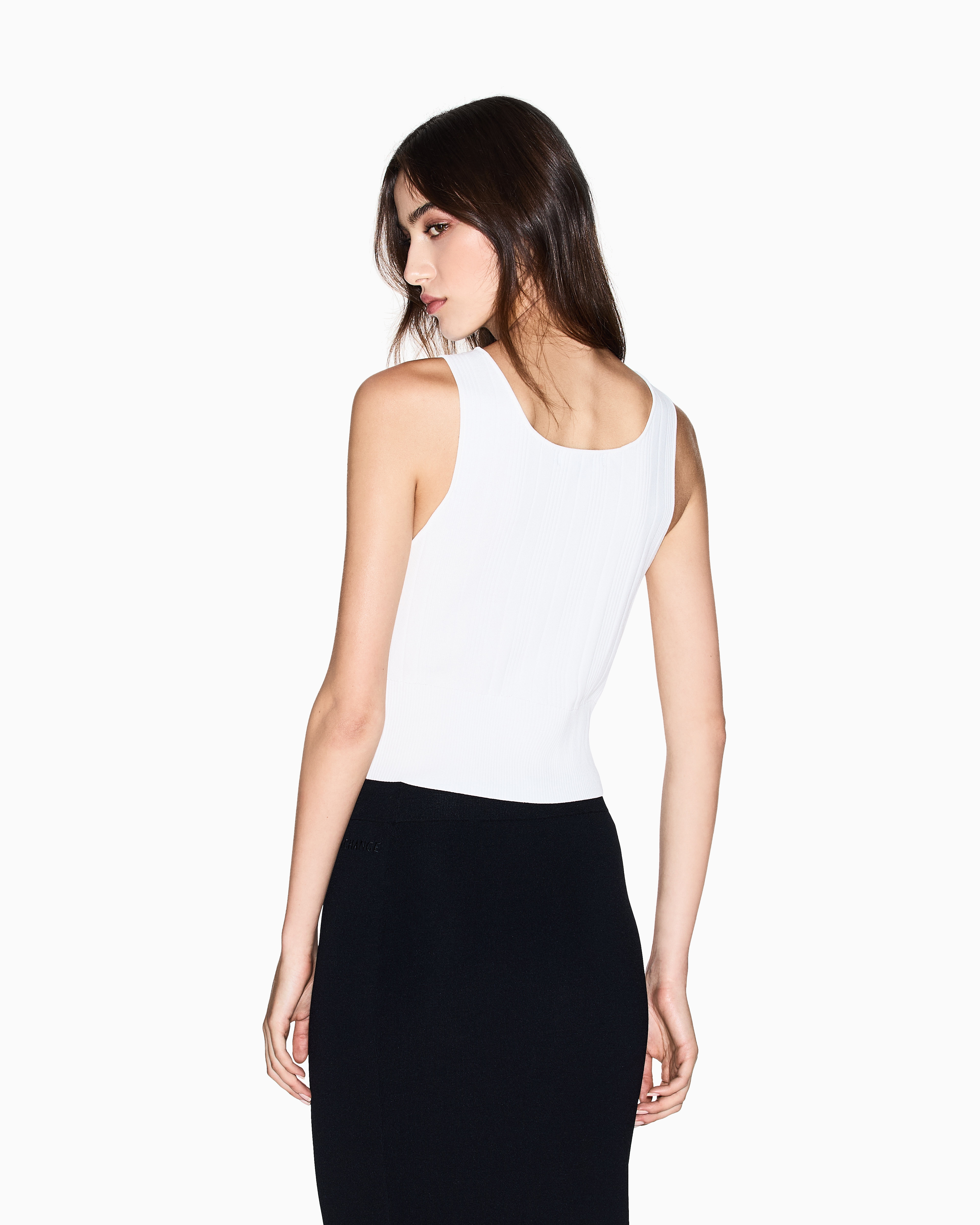 Armani Exchange - Wide ribbed top, Woman, White, Size: