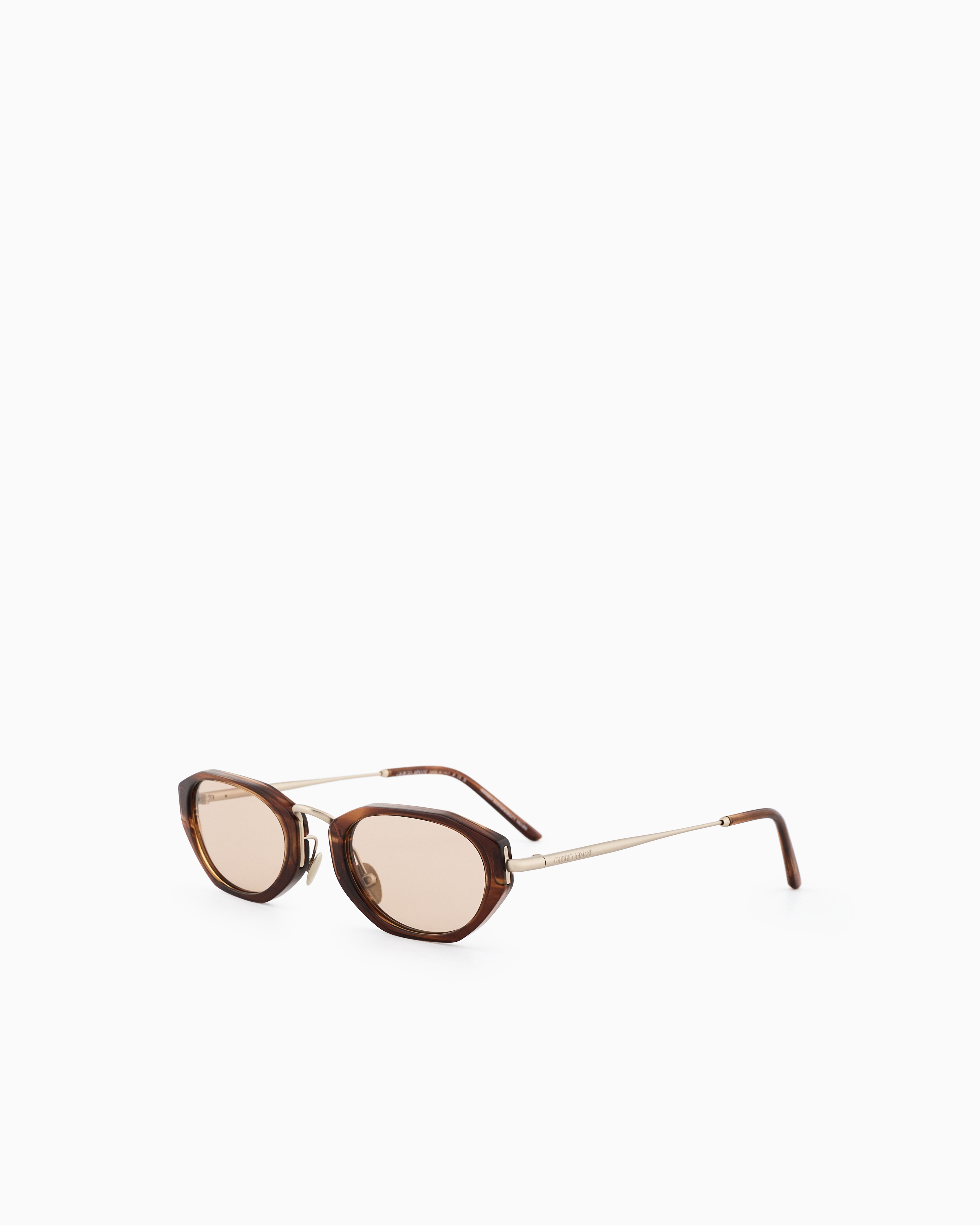 Giorgio Armani Hexagonal Sunglasses In Brown