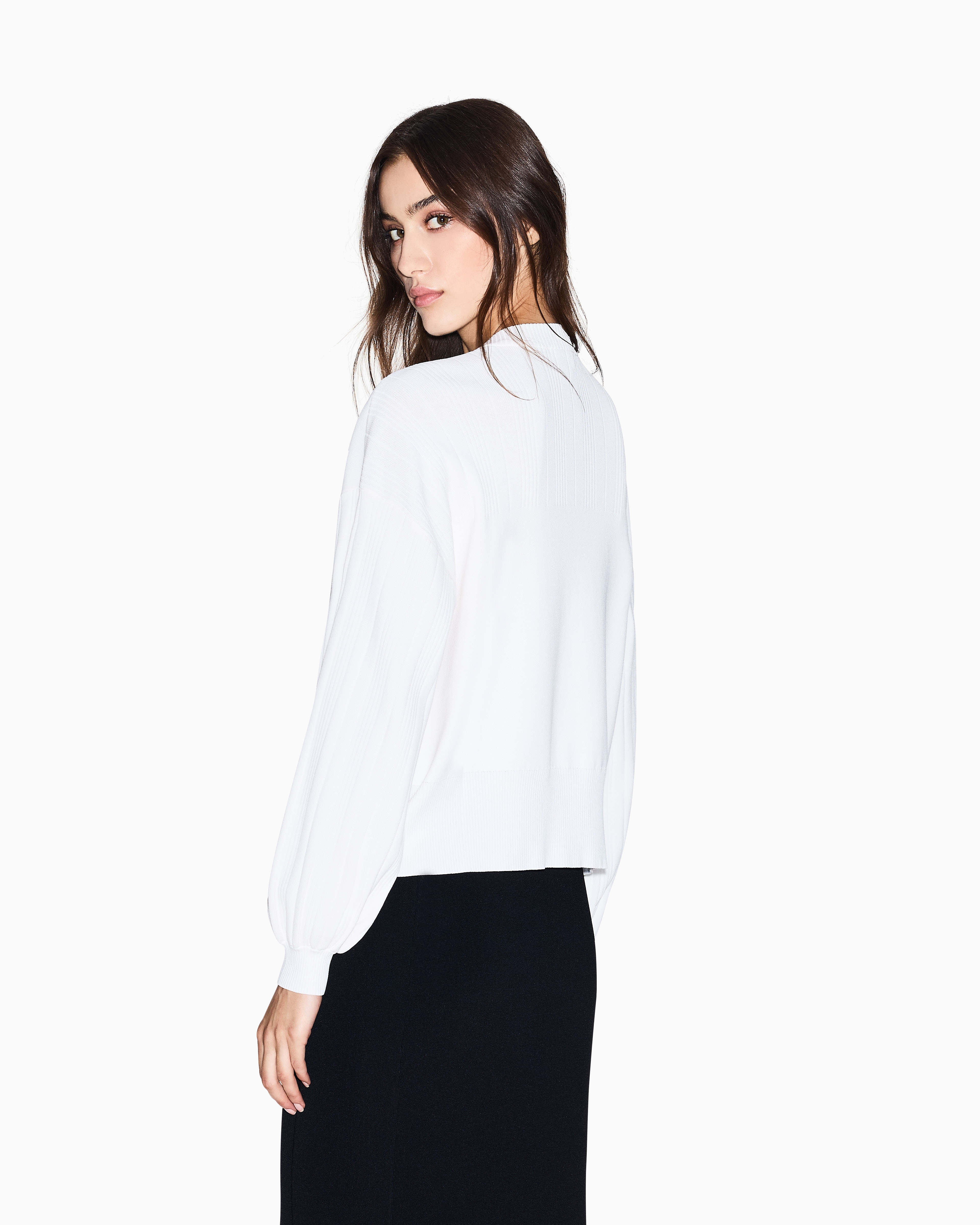 Armani Exchange - Cardigan with ribbed sleeves, Woman, White, Size: