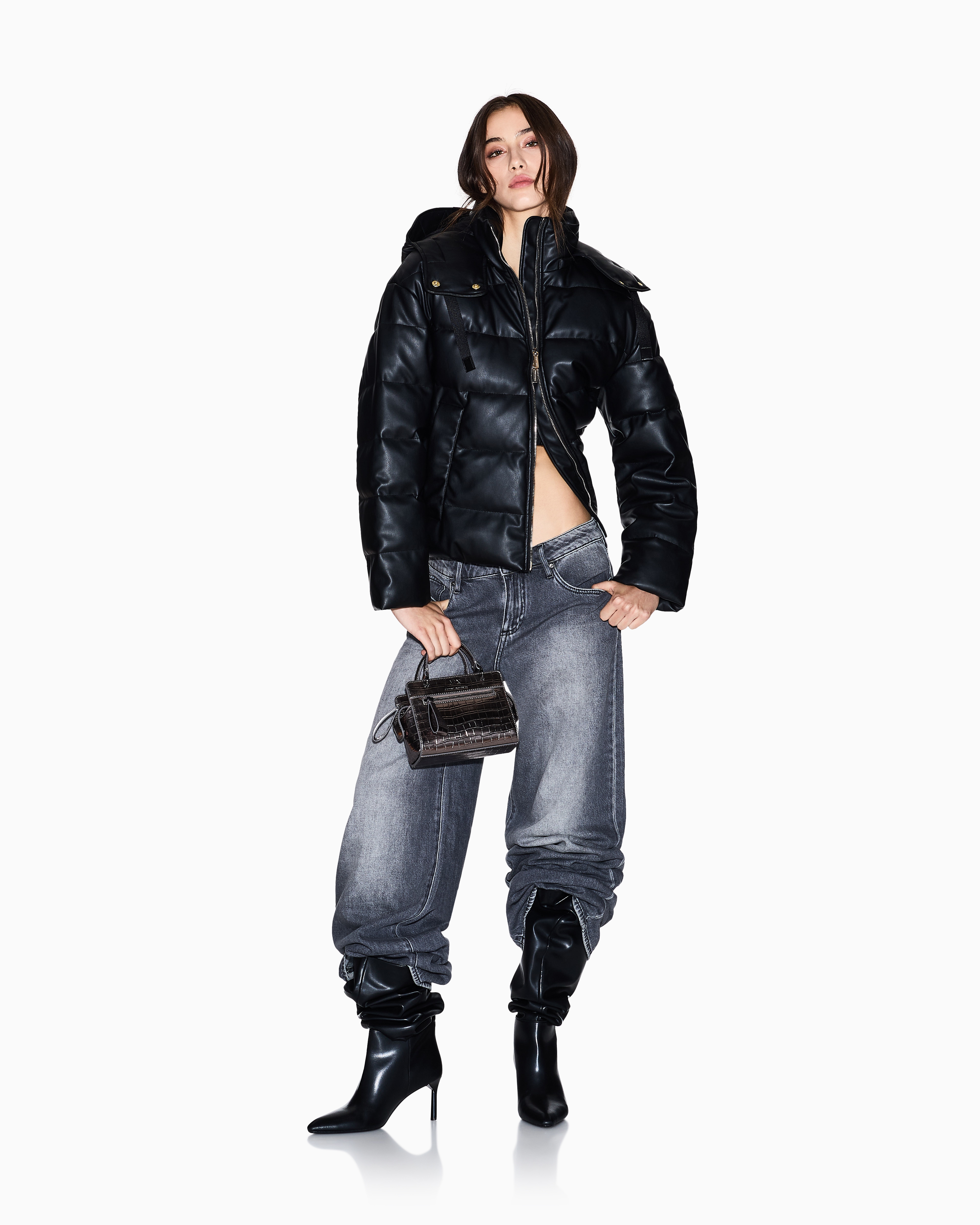 Armani Exchange - Jacket shiny recycled fabric, Woman, Black, Size: