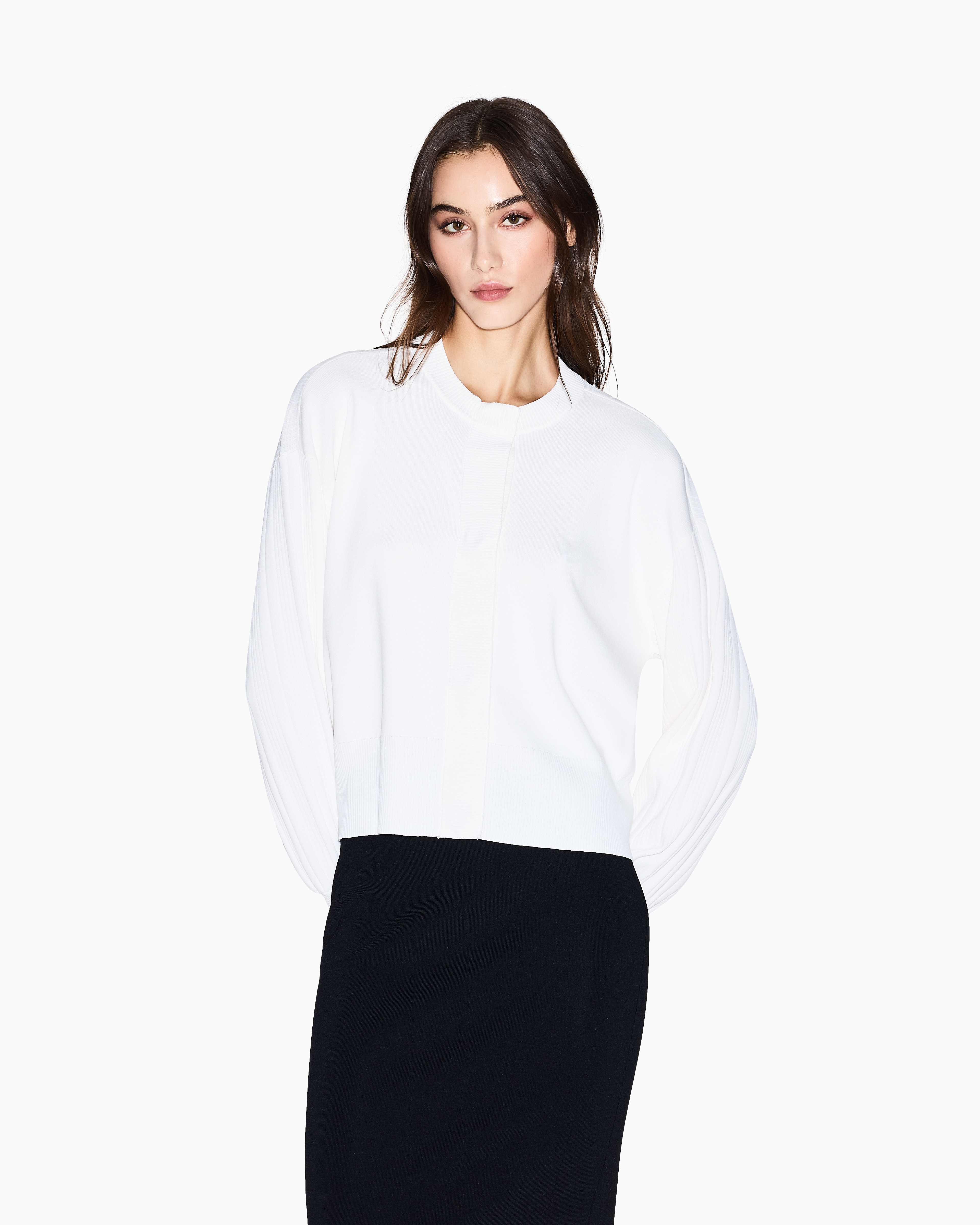 Armani Exchange - Cardigan with ribbed sleeves, Woman, White, Size: