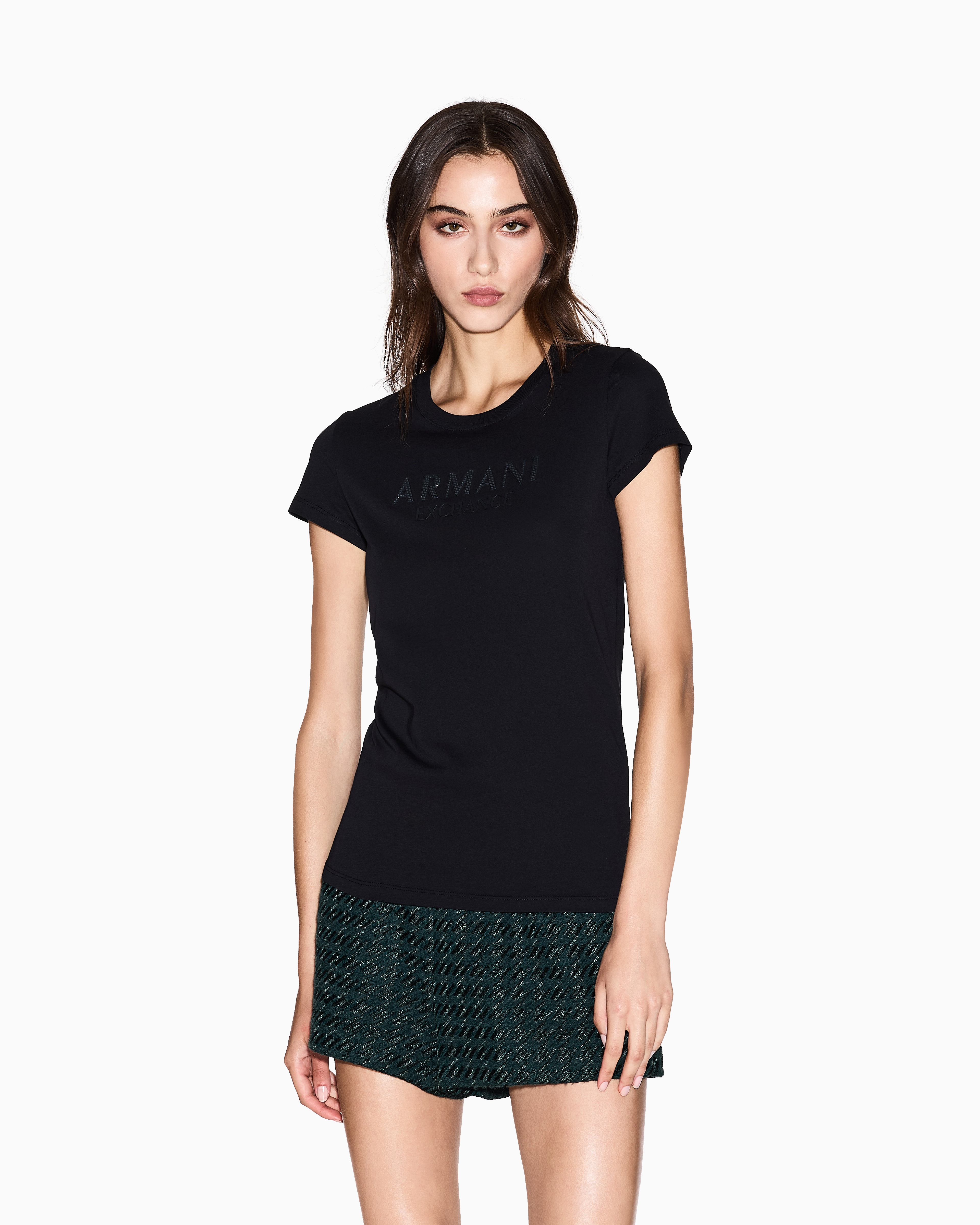 Armani Exchange - Slim Fit T-Shirts, Woman, Black, Size:
