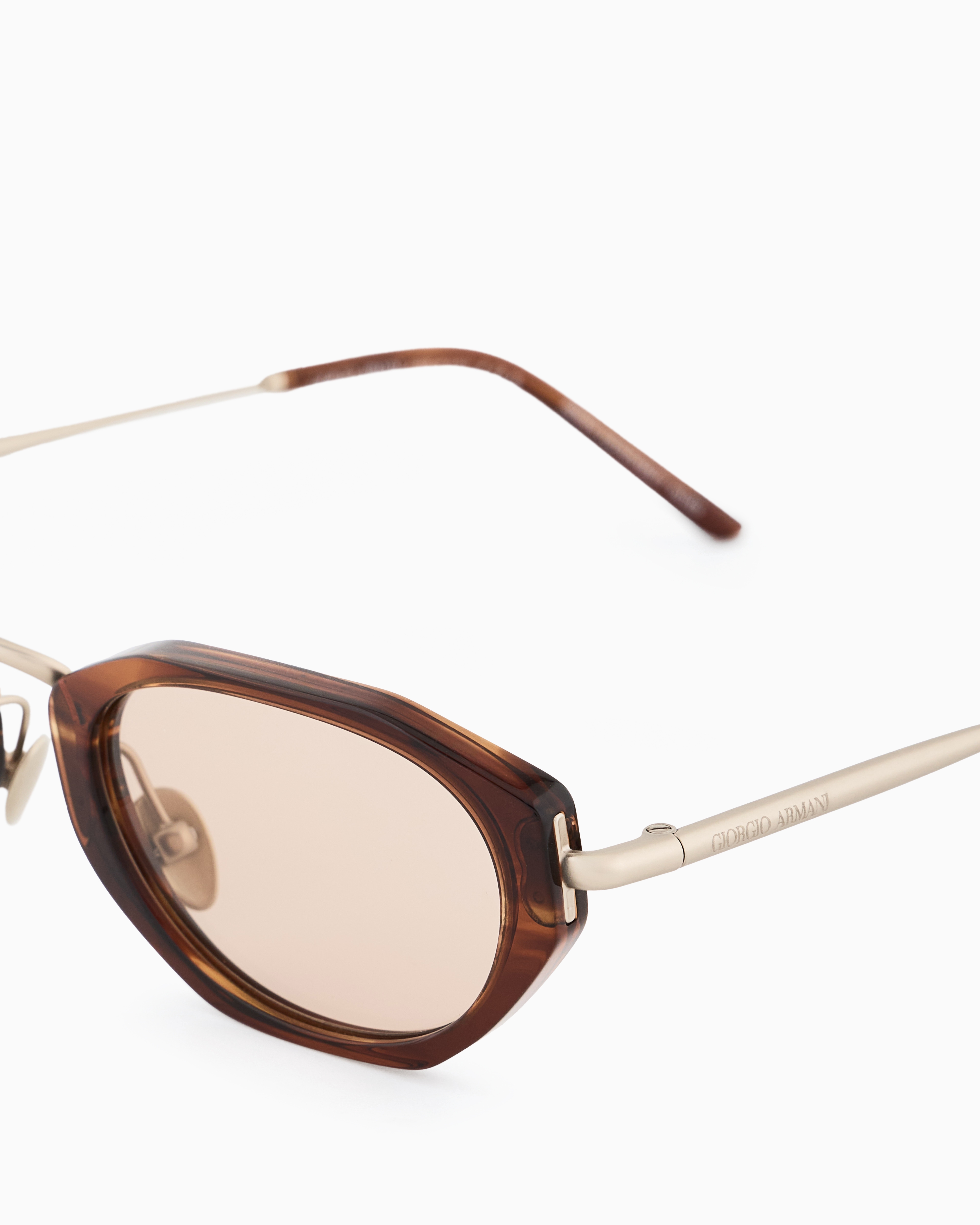 Giorgio Armani Hexagonal Sunglasses In Brown