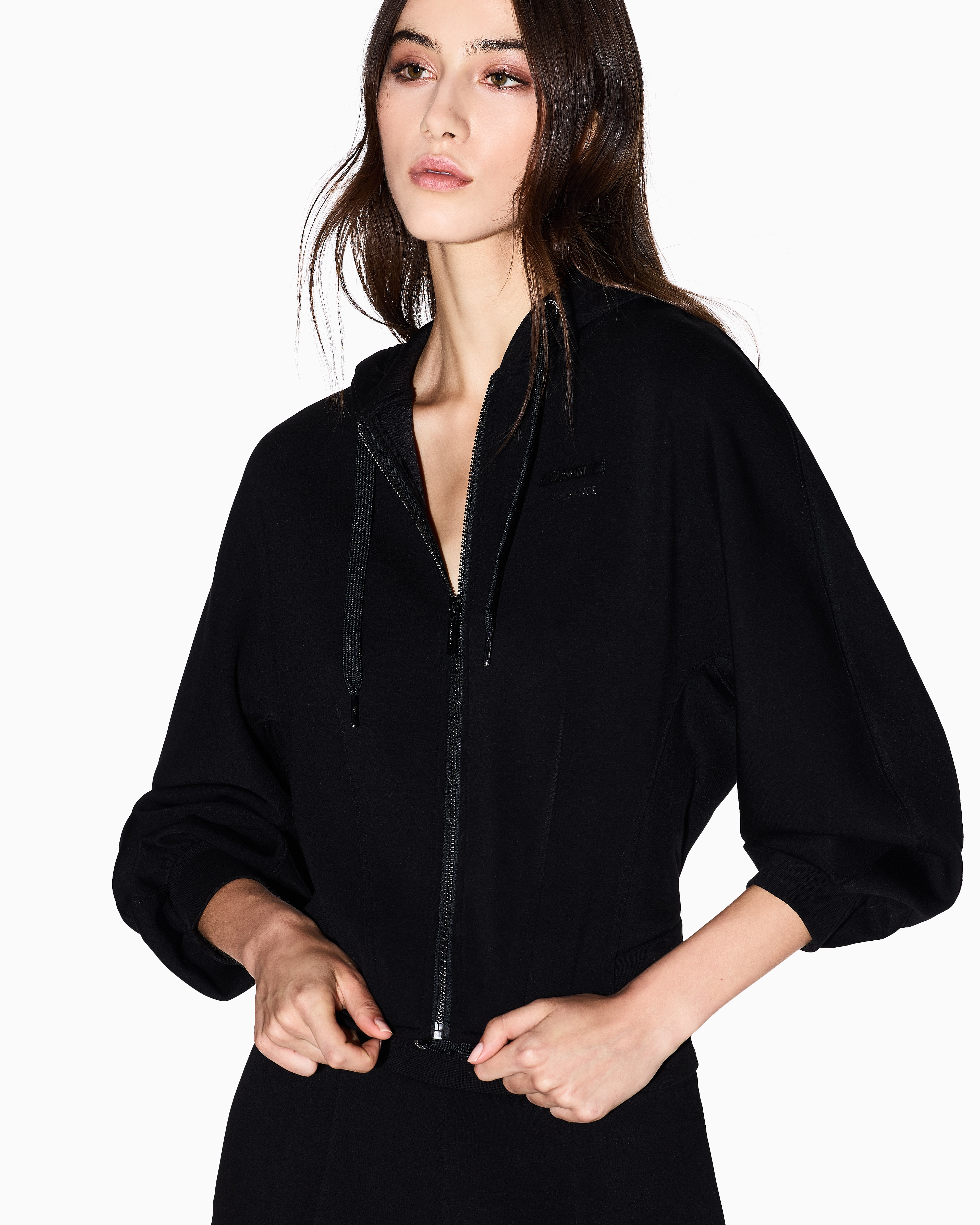 Armani Exchange - Zip-Up Sweatshirts, Woman, Black, Size: