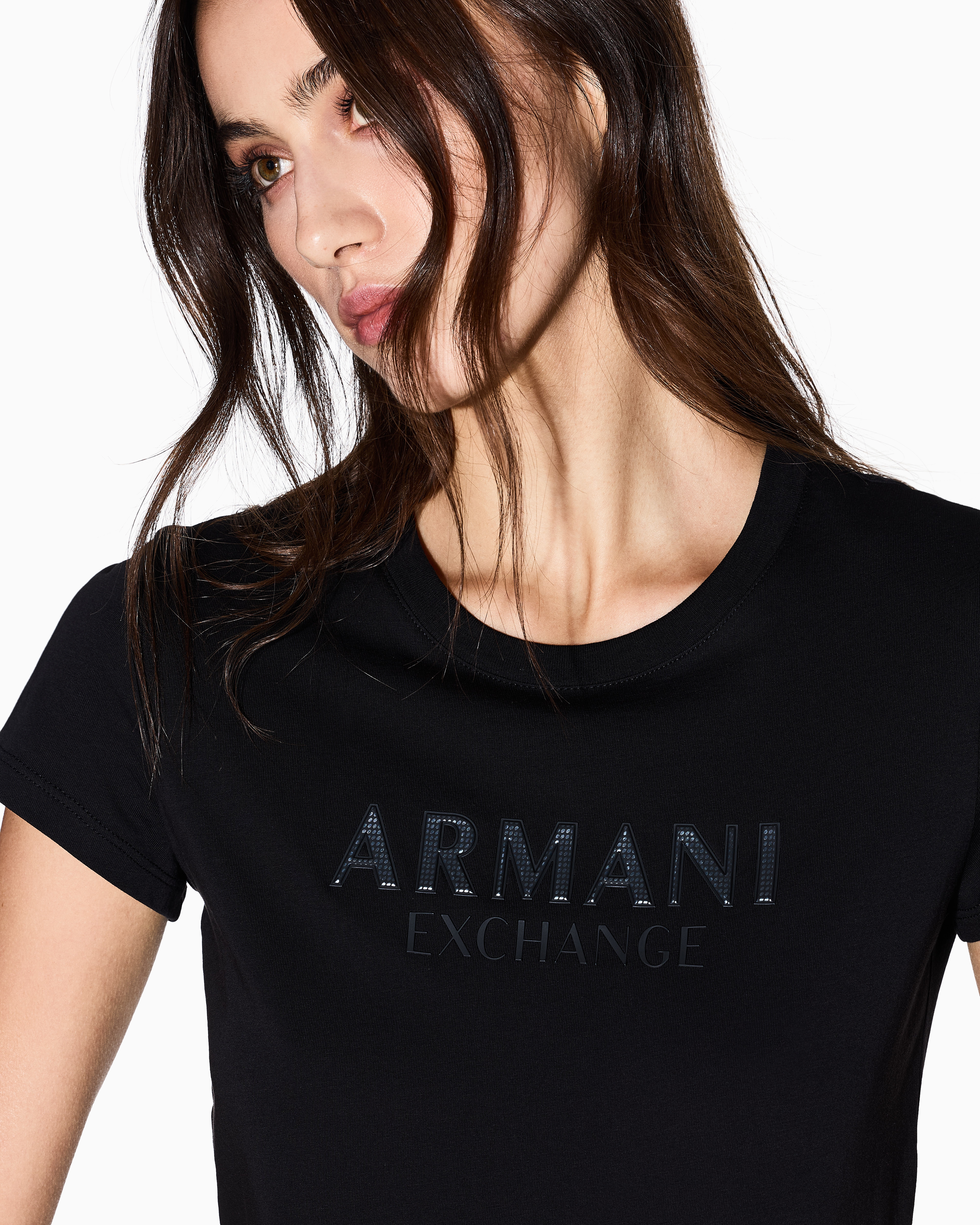 Armani Exchange - Slim Fit T-Shirts, Woman, Black, Size: