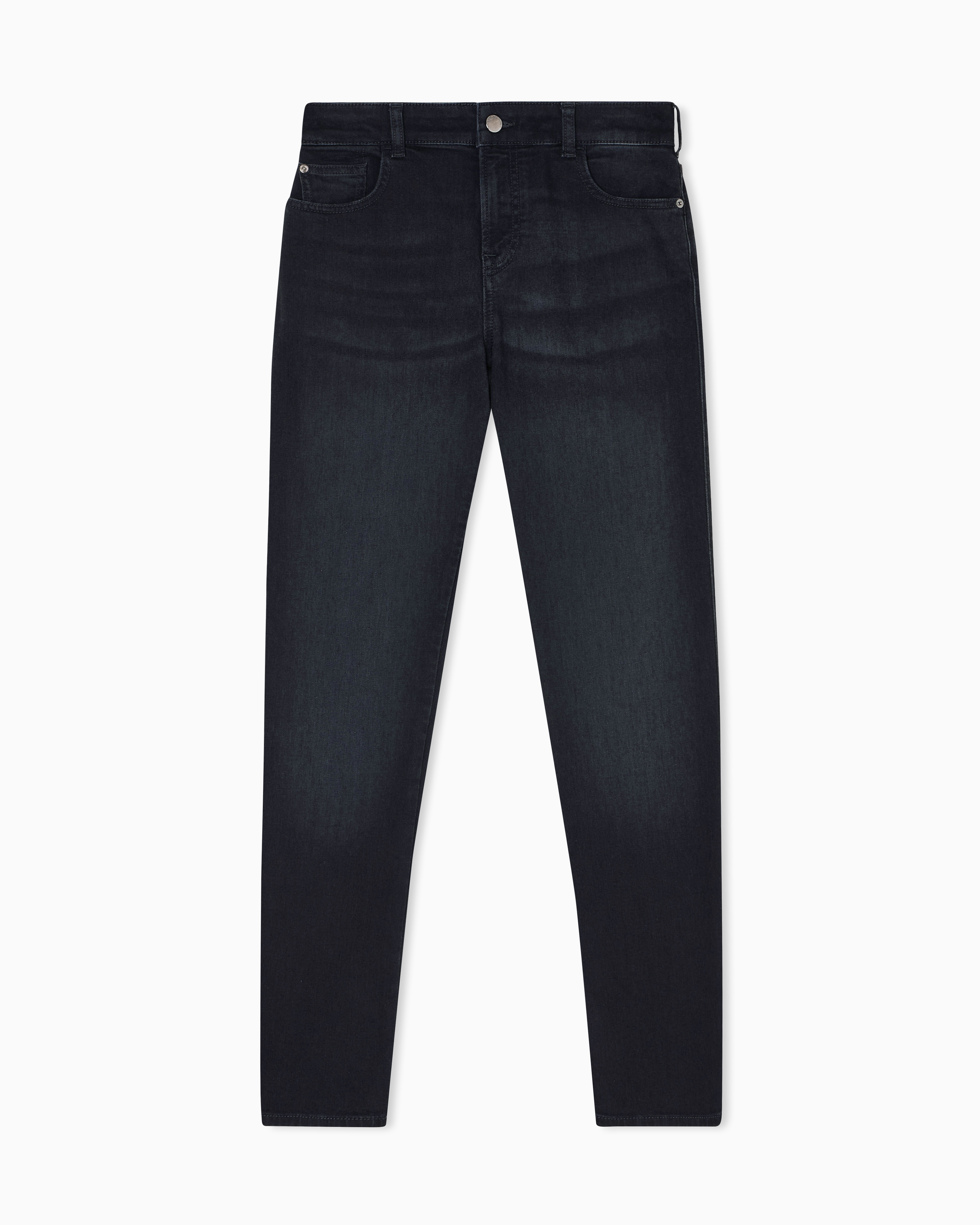 Emporio Armani - J36 Mid-rise, straight-leg, worn-look denim jeans, Woman, Black, Size: