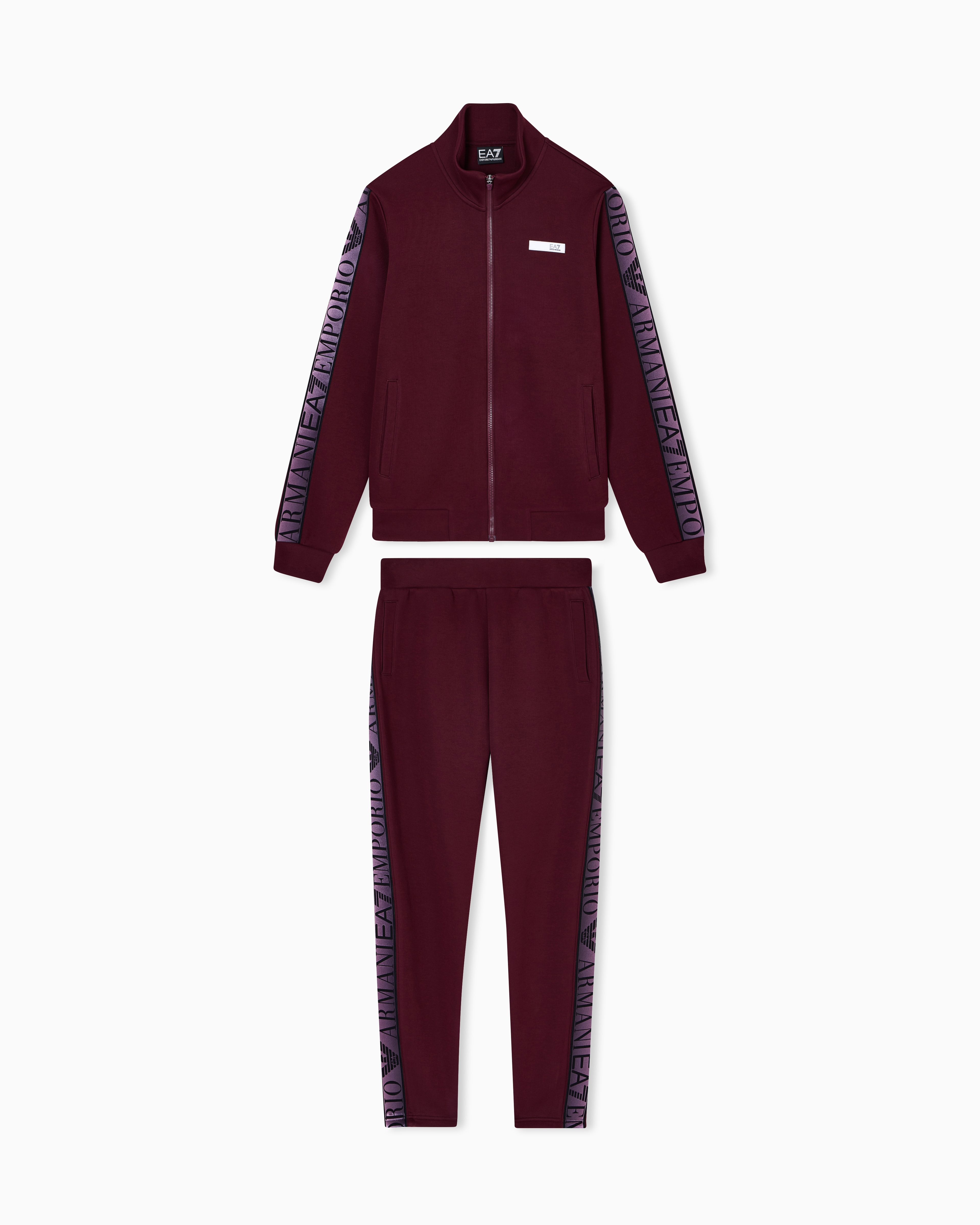 Ea7 Dynamic Athlete Tracksuit In Natural Ventus7 Technical Fabric In Burgundy