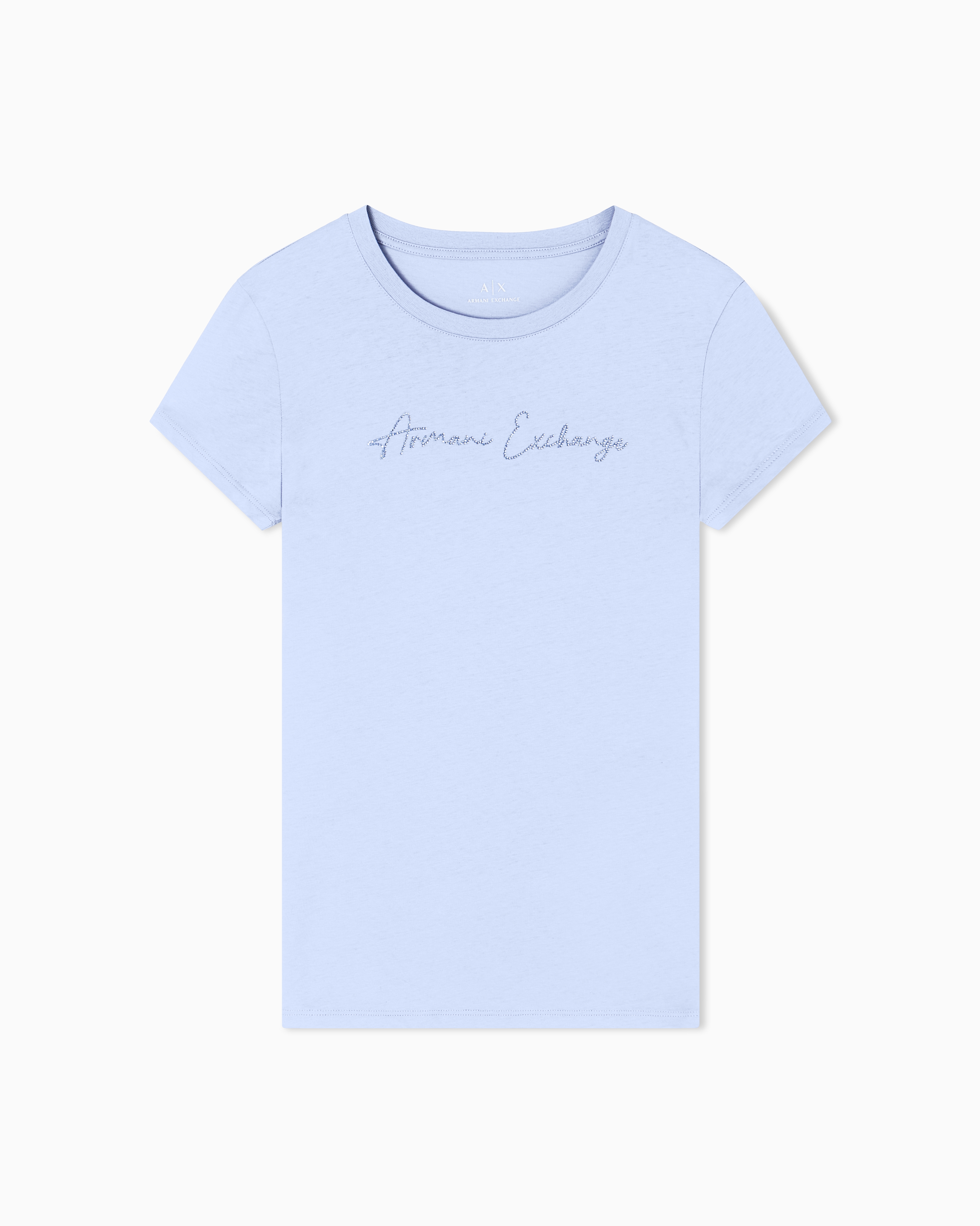 Slim fit T-shirt with glitter logo | Armani Exchange