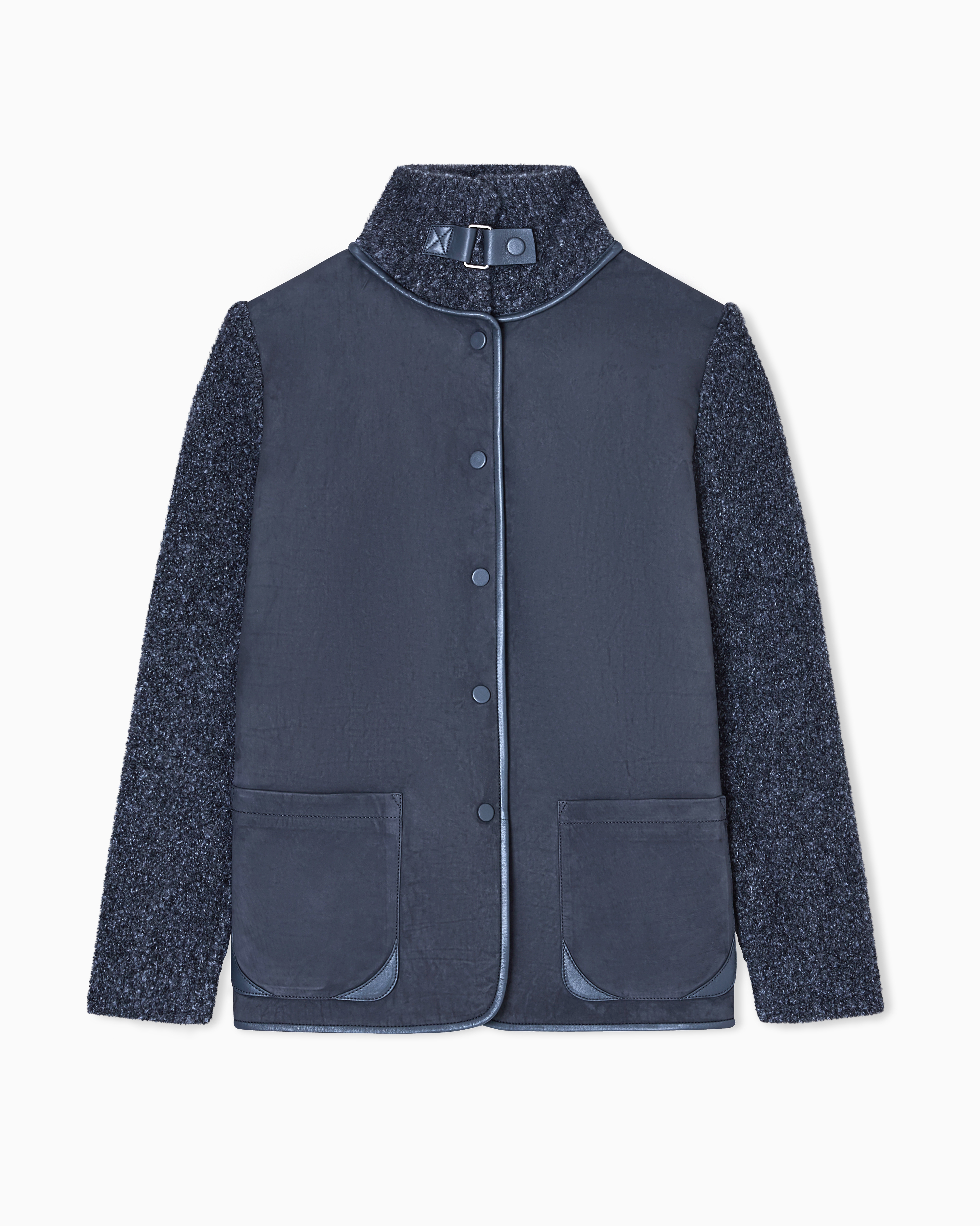 Giorgio Armani Jacket In Calfskin And Cashmere And Silk Bouclé In Multi