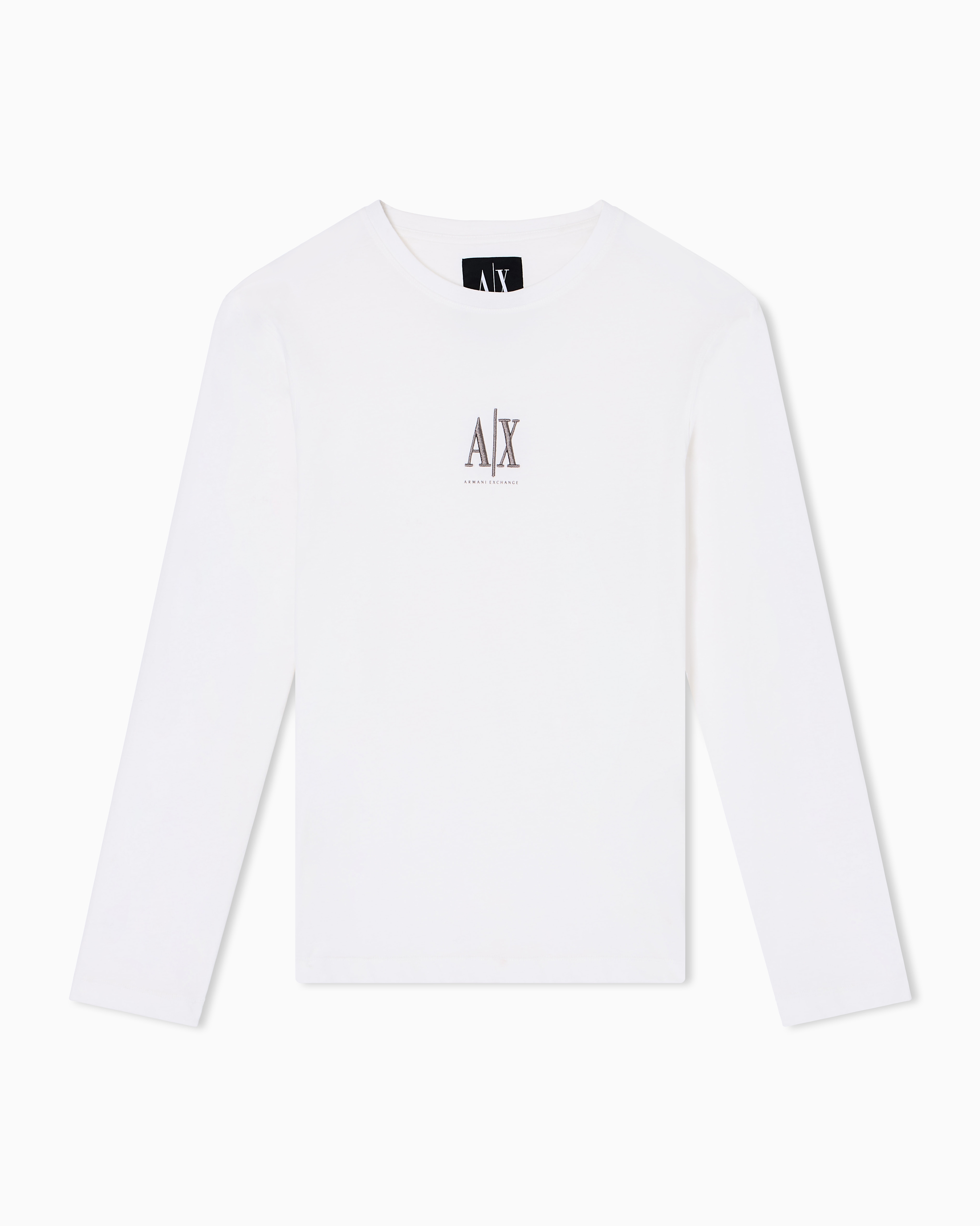 Armani Exchange - Long-sleeved T-shirt with embroidered logo, Man, White, Size: