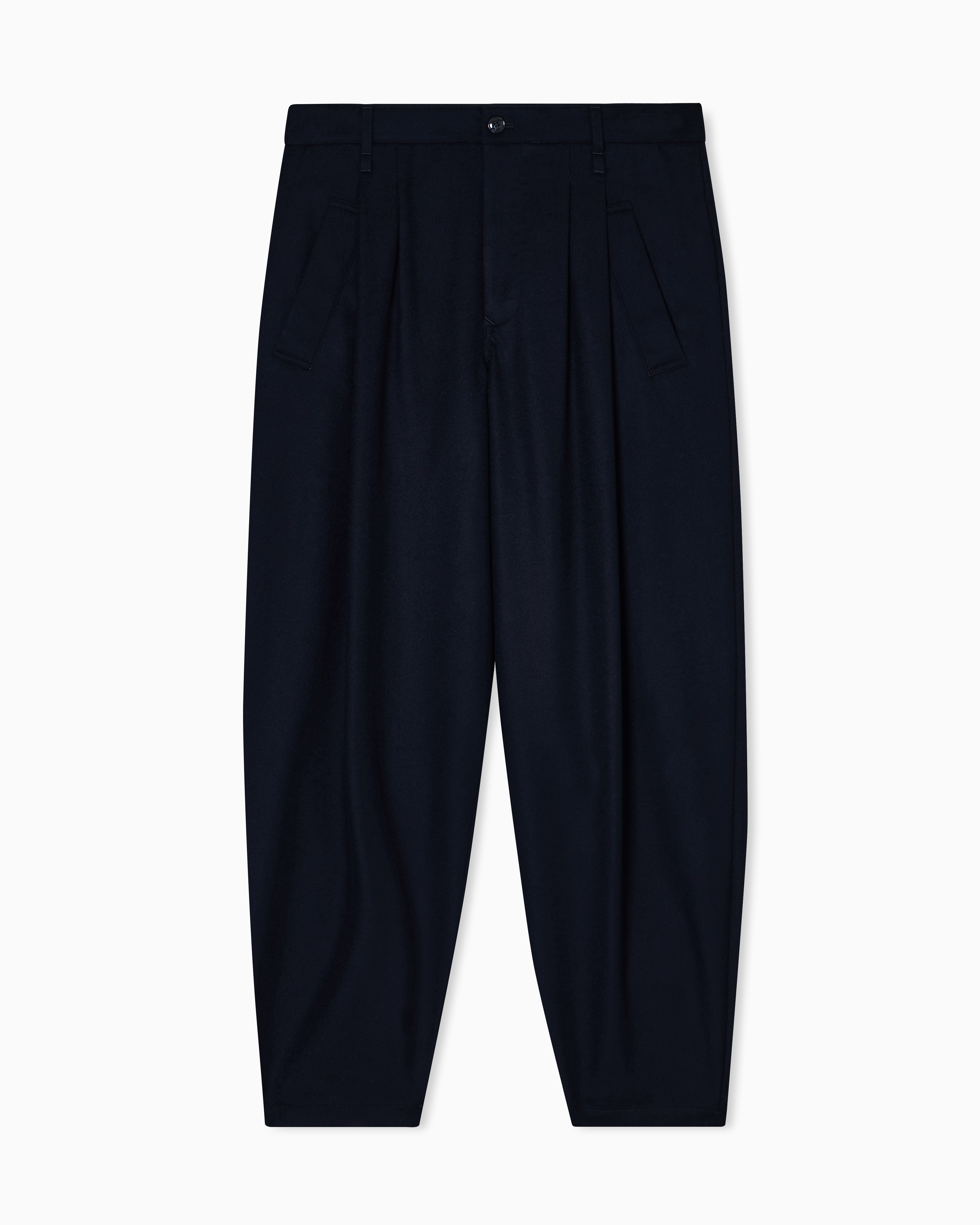 Giorgio Armani Single-pleat Trousers In Lightweight Cashmere Cloth In Blue