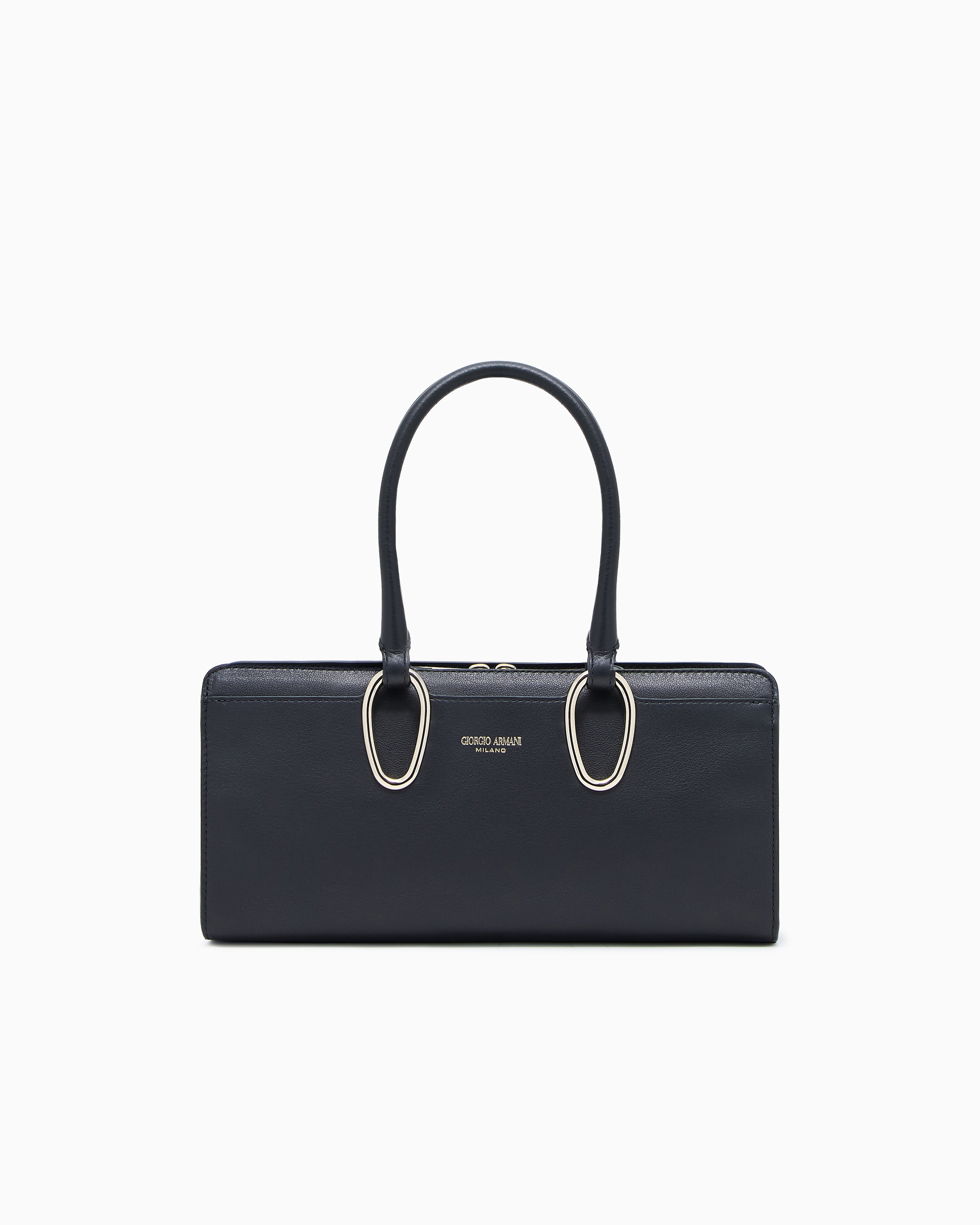 Giorgio Armani Leather Bauletto Bag In Black