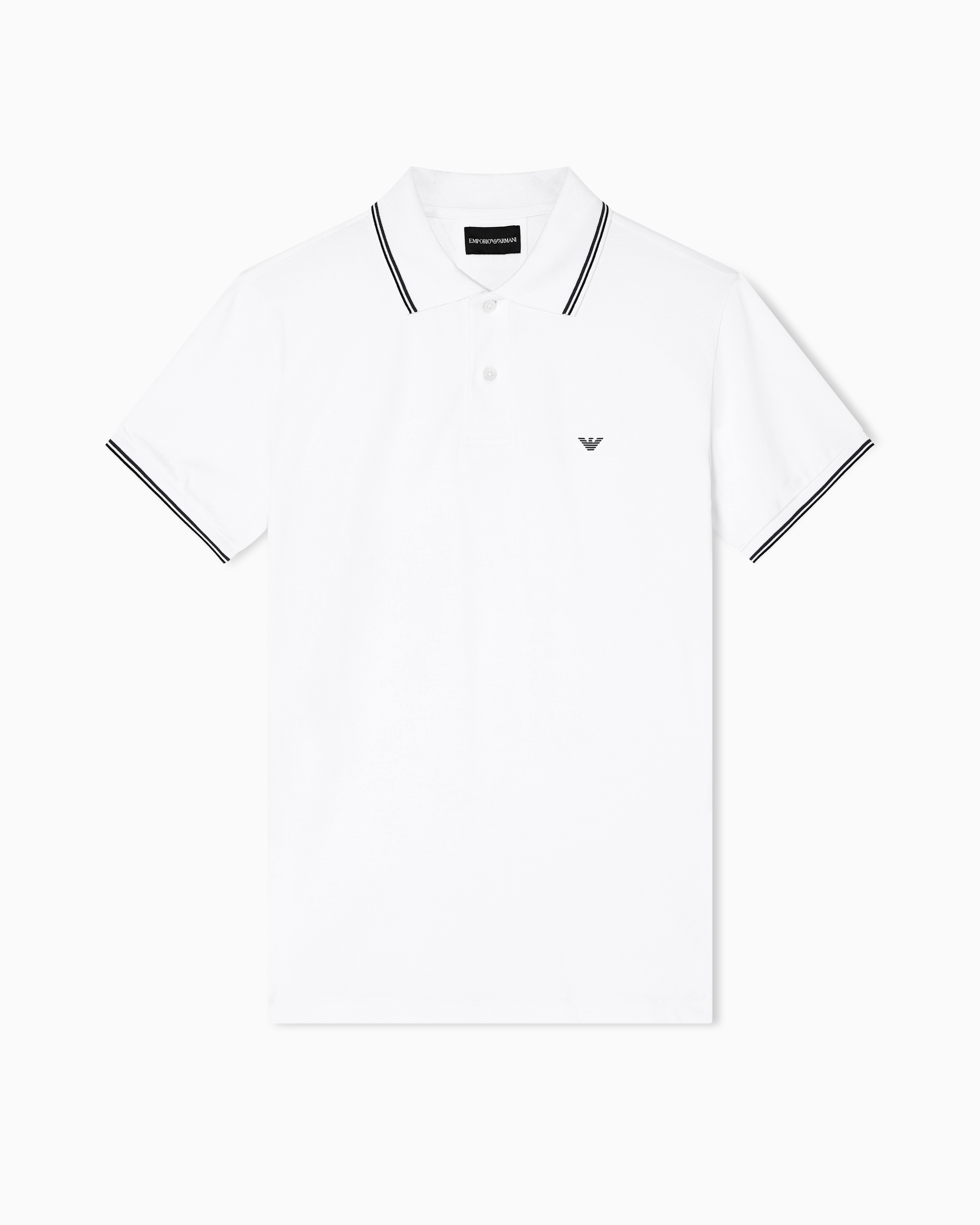 Emporio Armani - Slim-fit stretch piqué polo shirt with micro eagle, Man, White, Size: