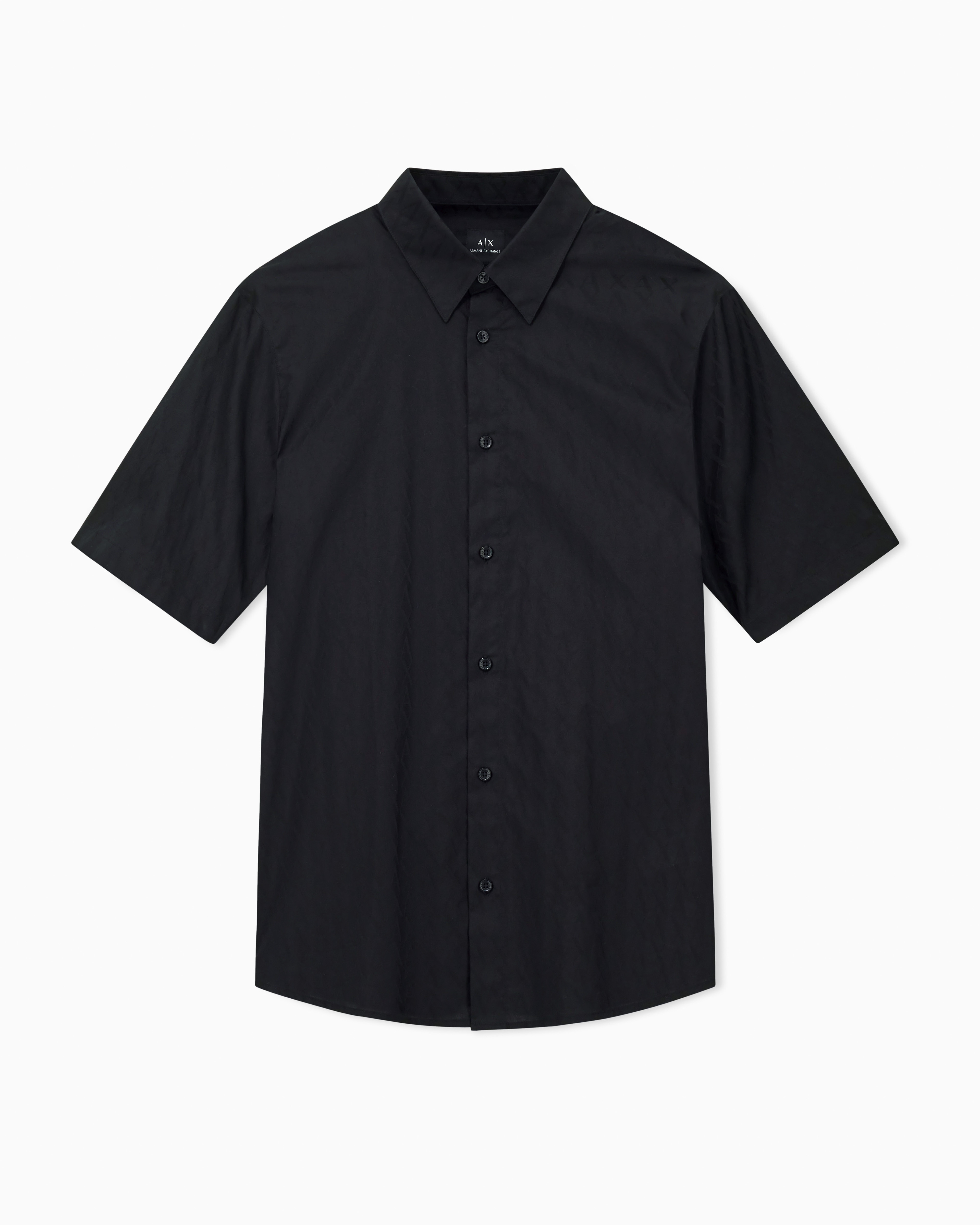 Armani Exchange - Short-sleeved cotton jacquard shirt, Man, Black, Size: