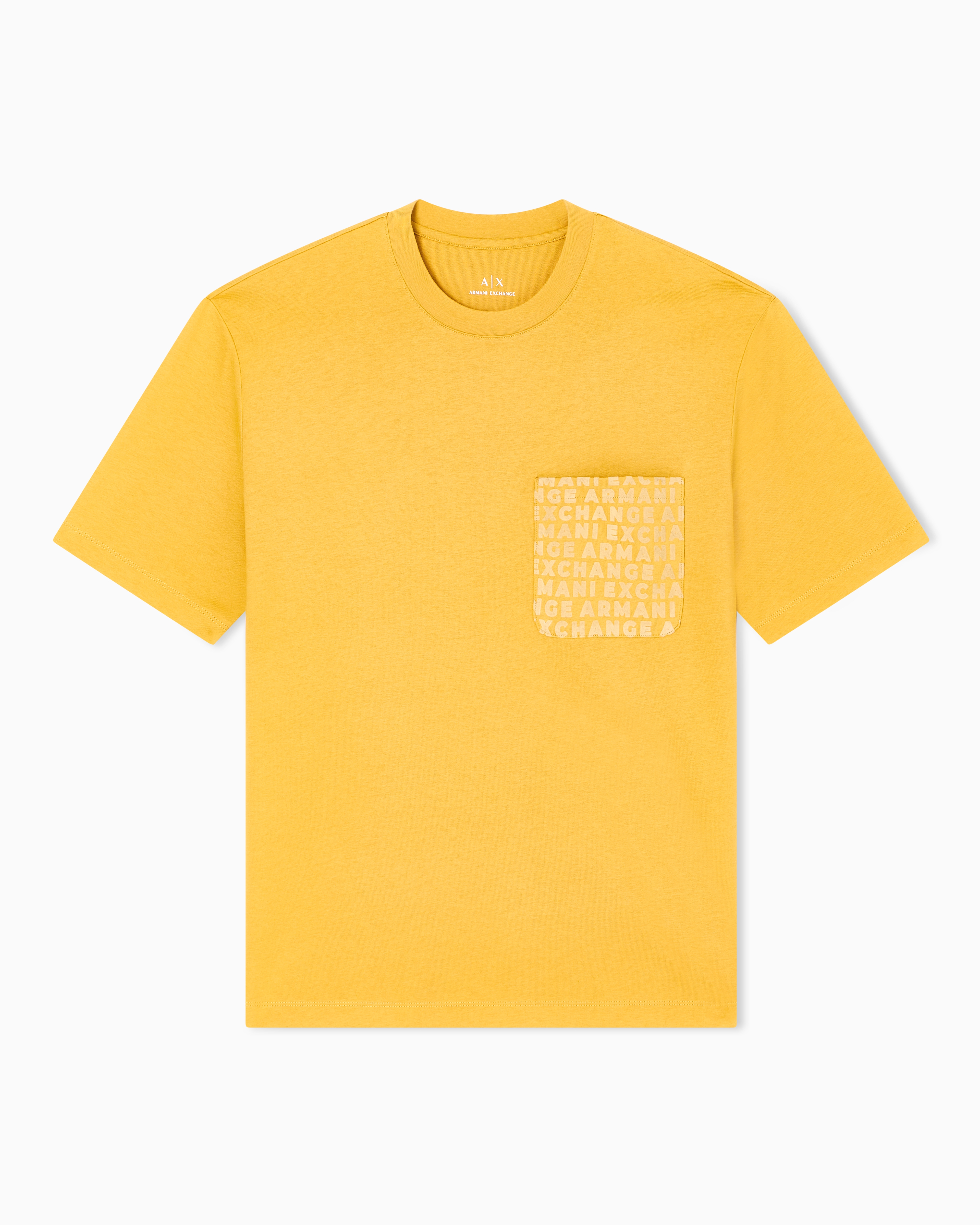 Armani Exchange - Regular fit T-shirt with logo pocket, Man, Yellow, Size: M