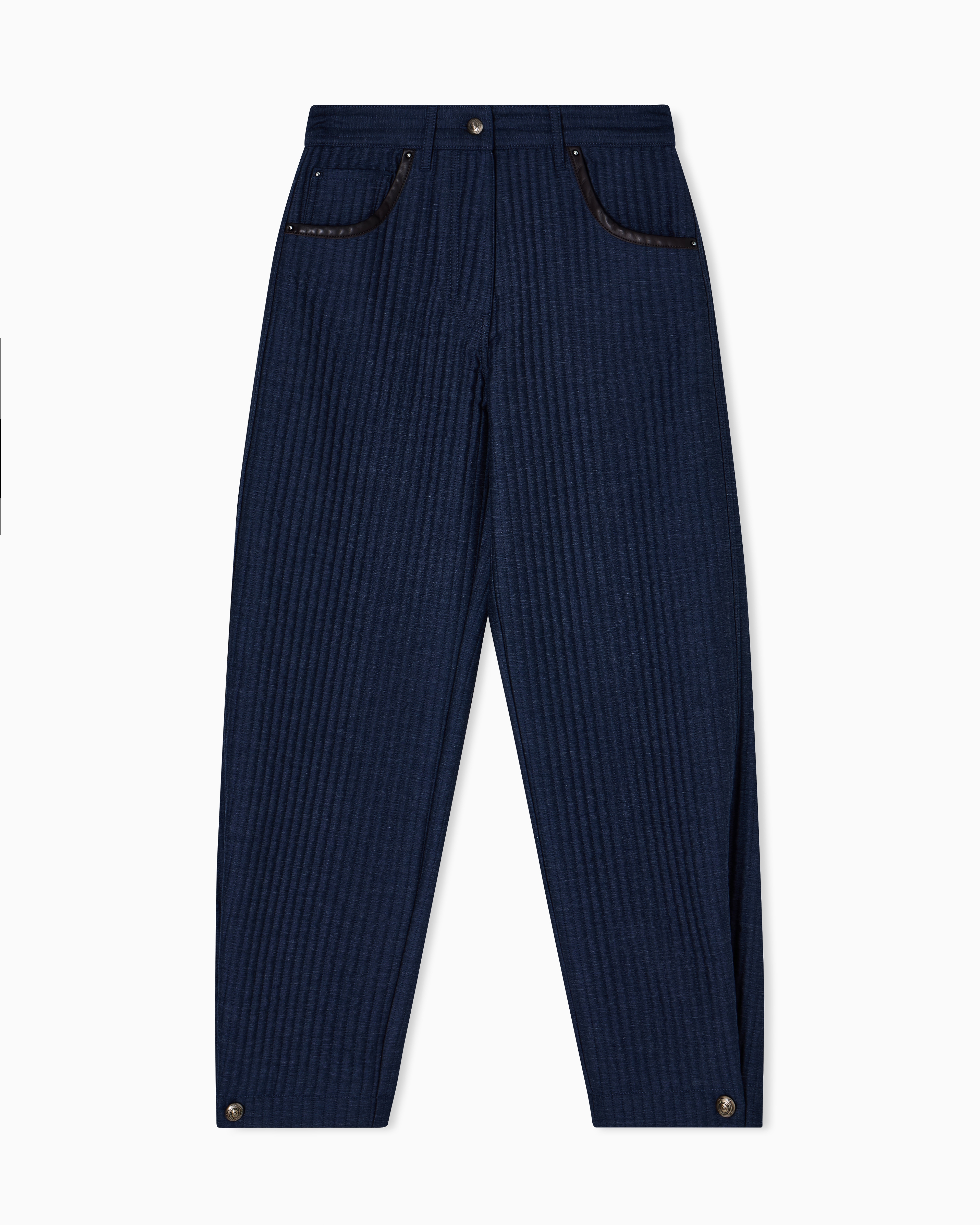 Giorgio Armani Denim Collection Five-pocket Trousers In Viscose, Cotton And Silk With A Quilted Motif In Blue