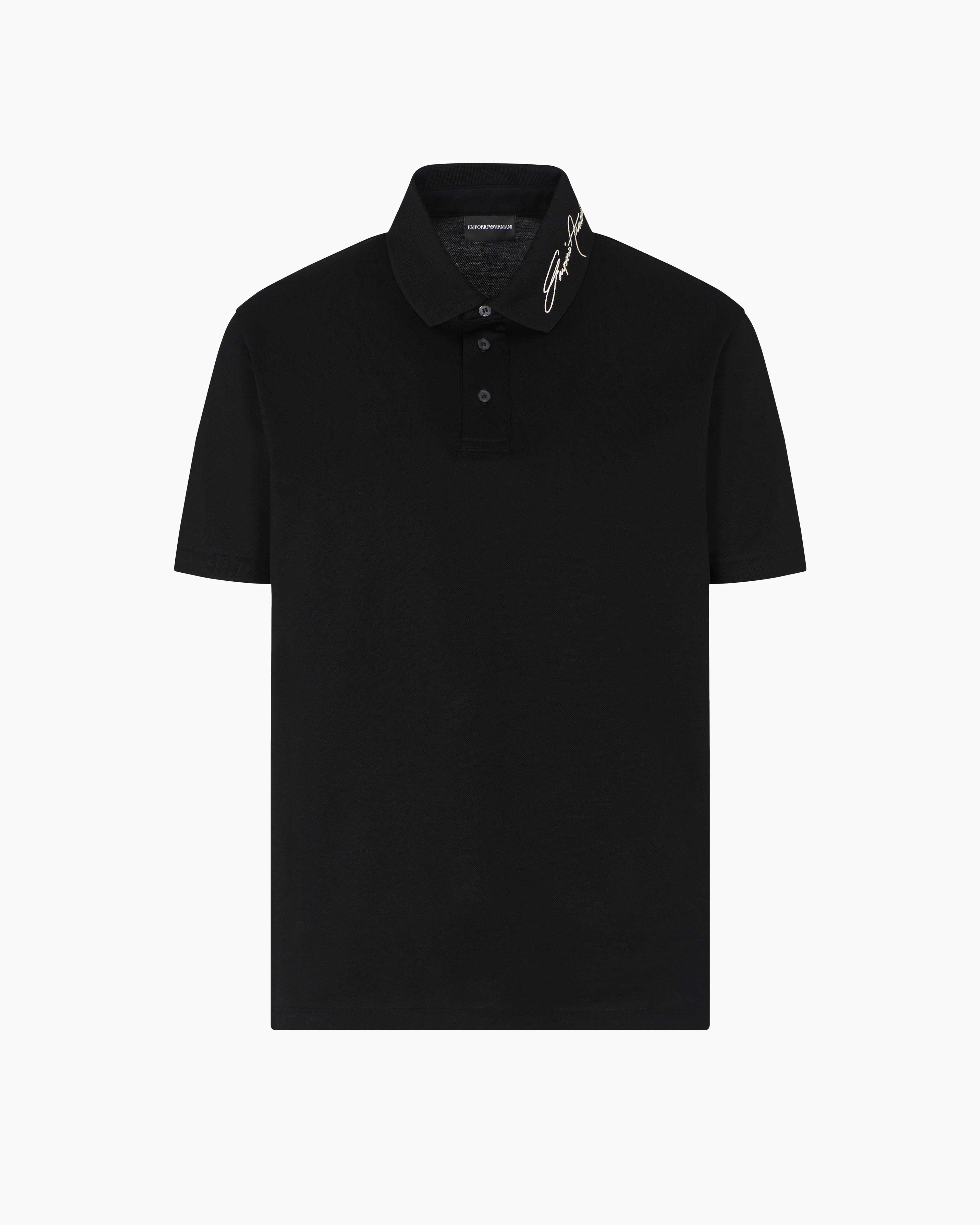 Emporio Armani - Piqué polo shirt with signature logo embroidery on the collar, Man, Black, Size: