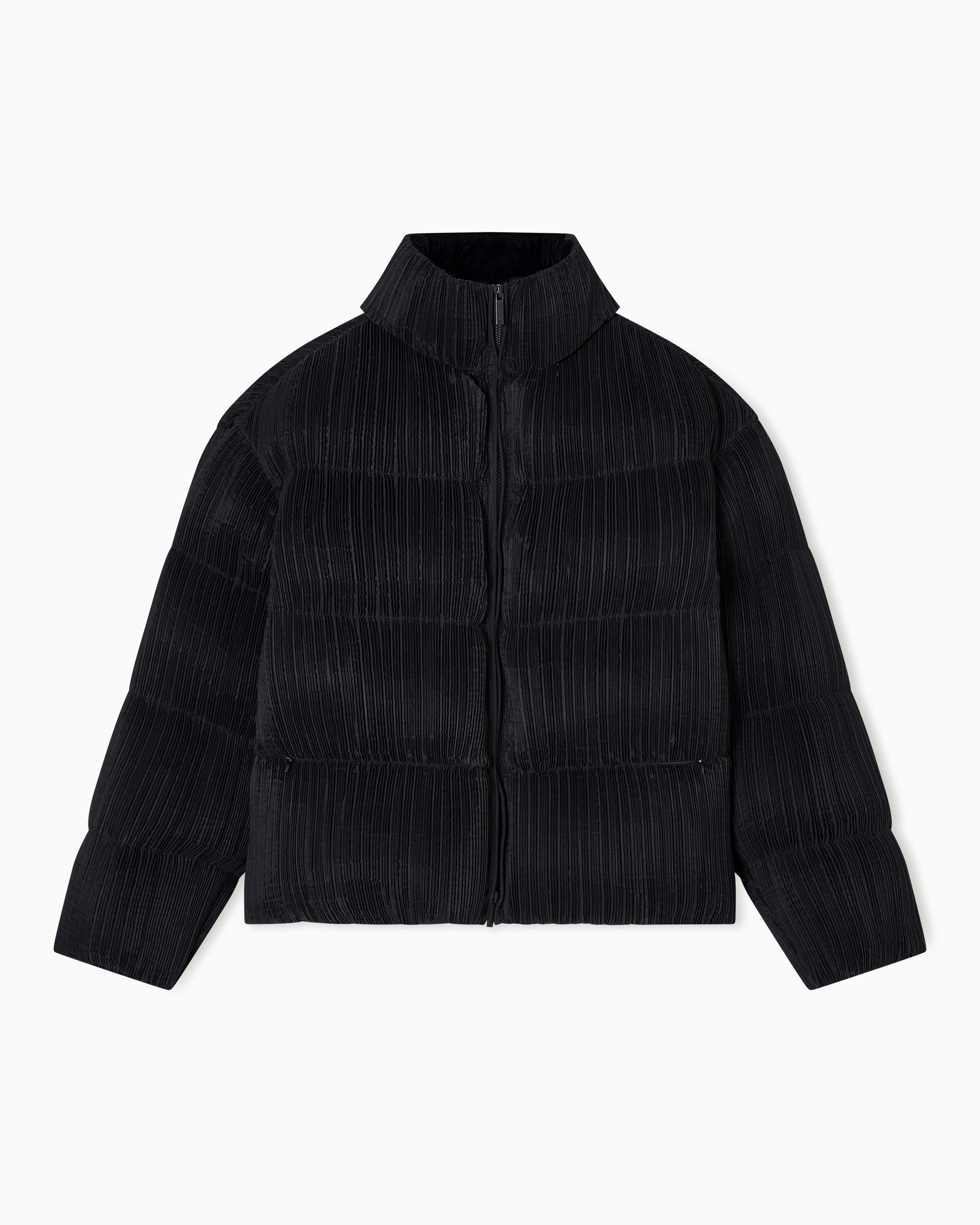 Emporio Armani - Pleated technical fabric jacket, Woman, Black, Size: