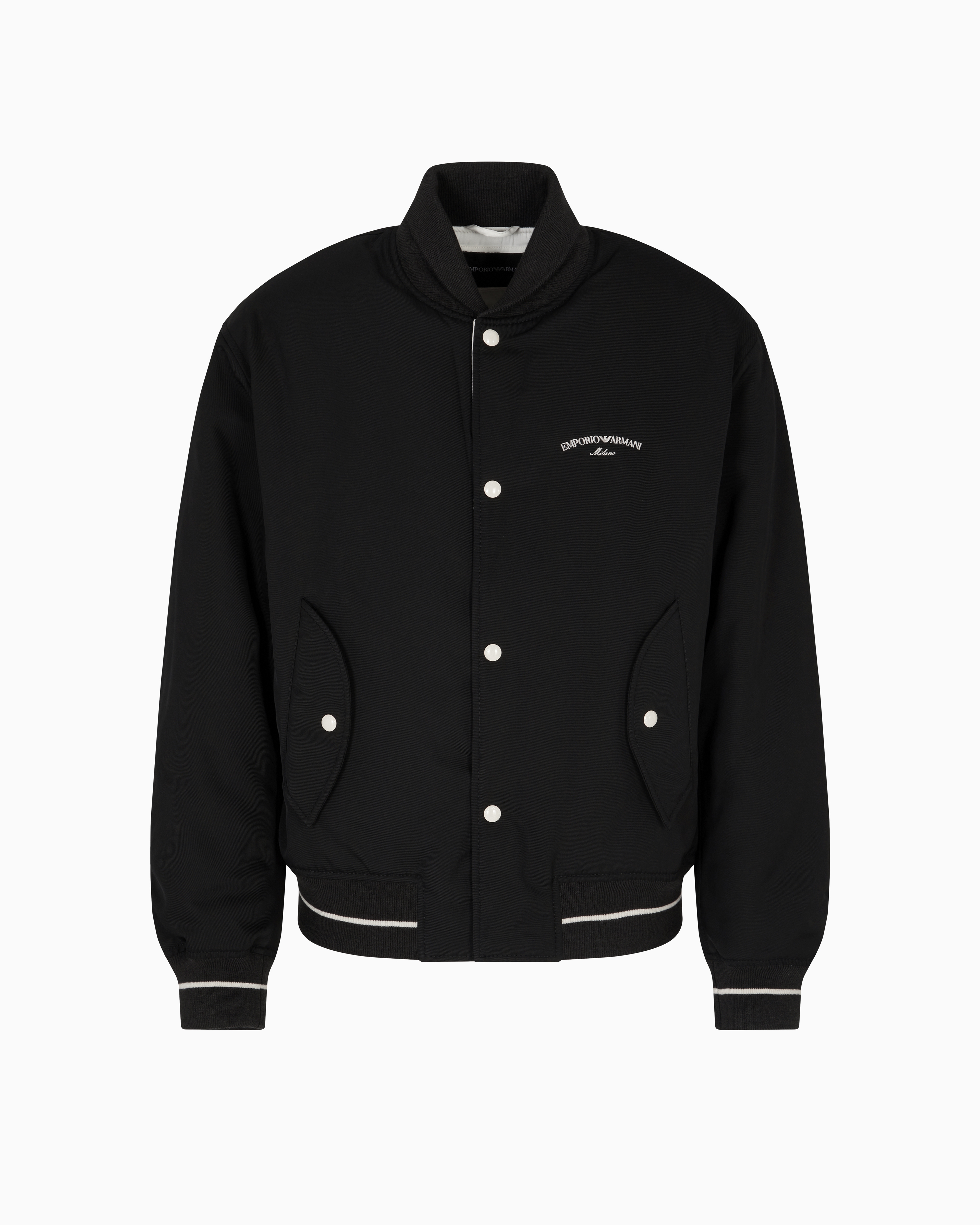 Emporio Armani - Nylon bomber with logo embroidery, Man, Black, Size: