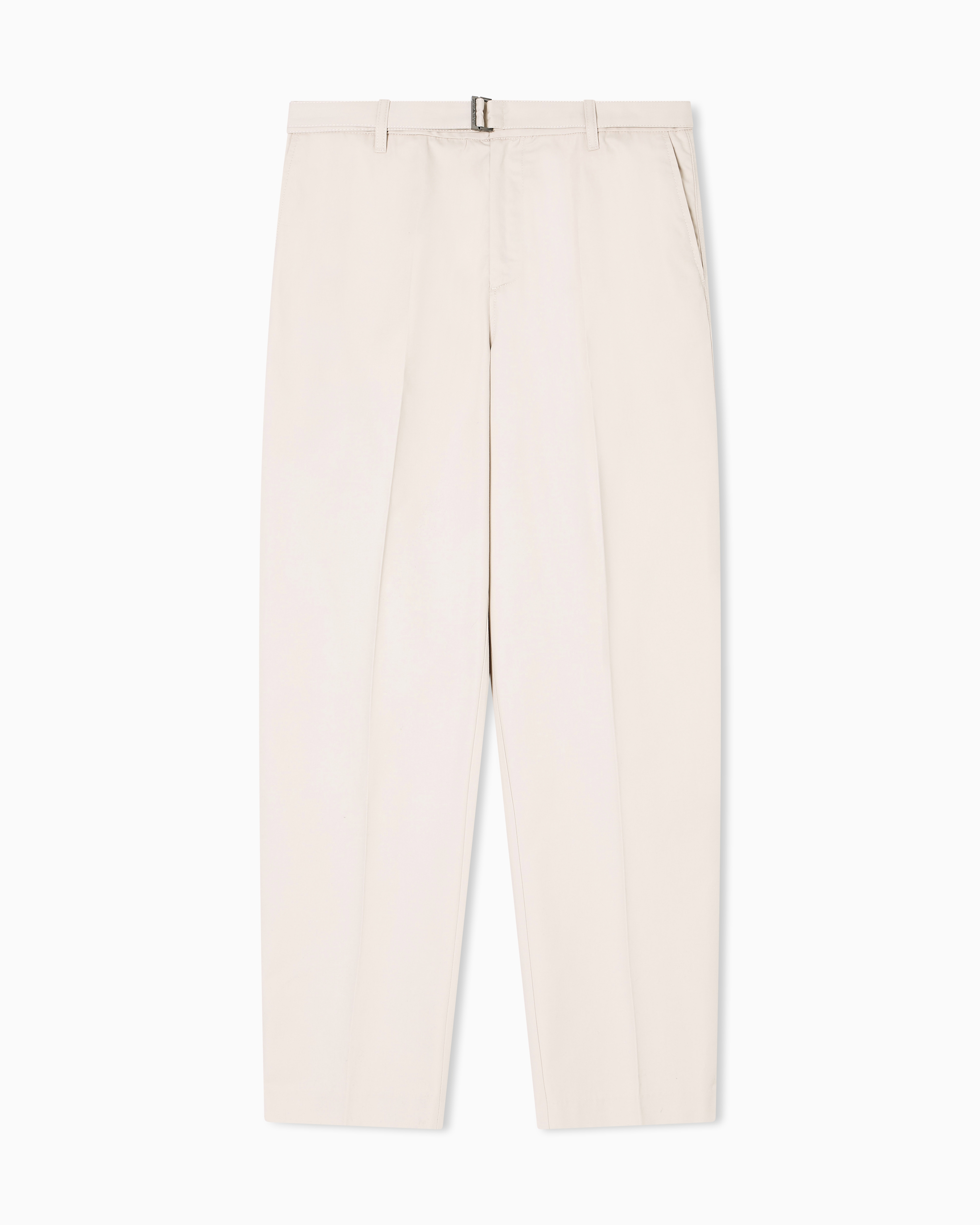 Emporio Armani - Cotton trousers with matching belt, Man, Beige, Size:
