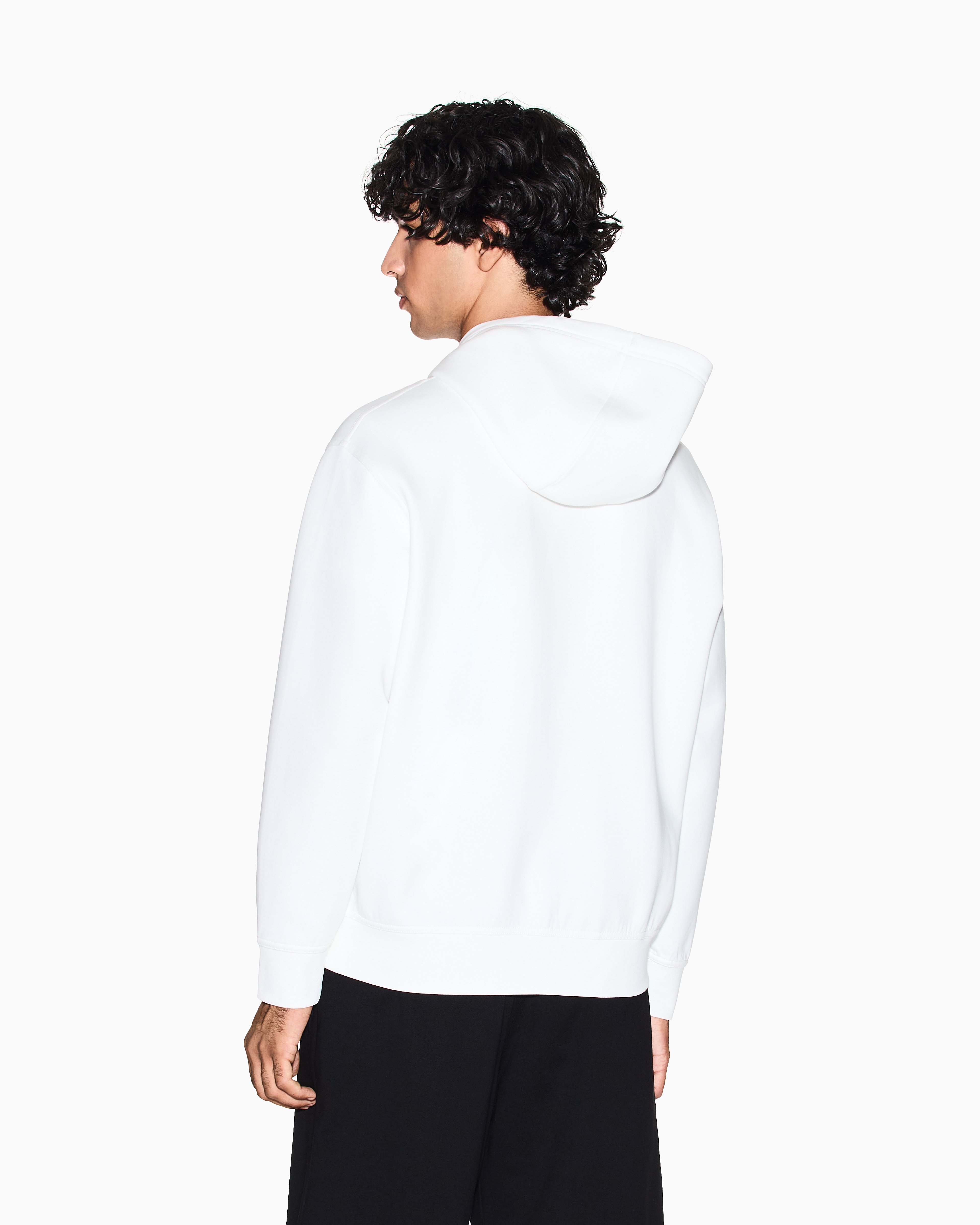 Armani Exchange - Zip-up hoodie with embroidered logo, Man, White, Size: