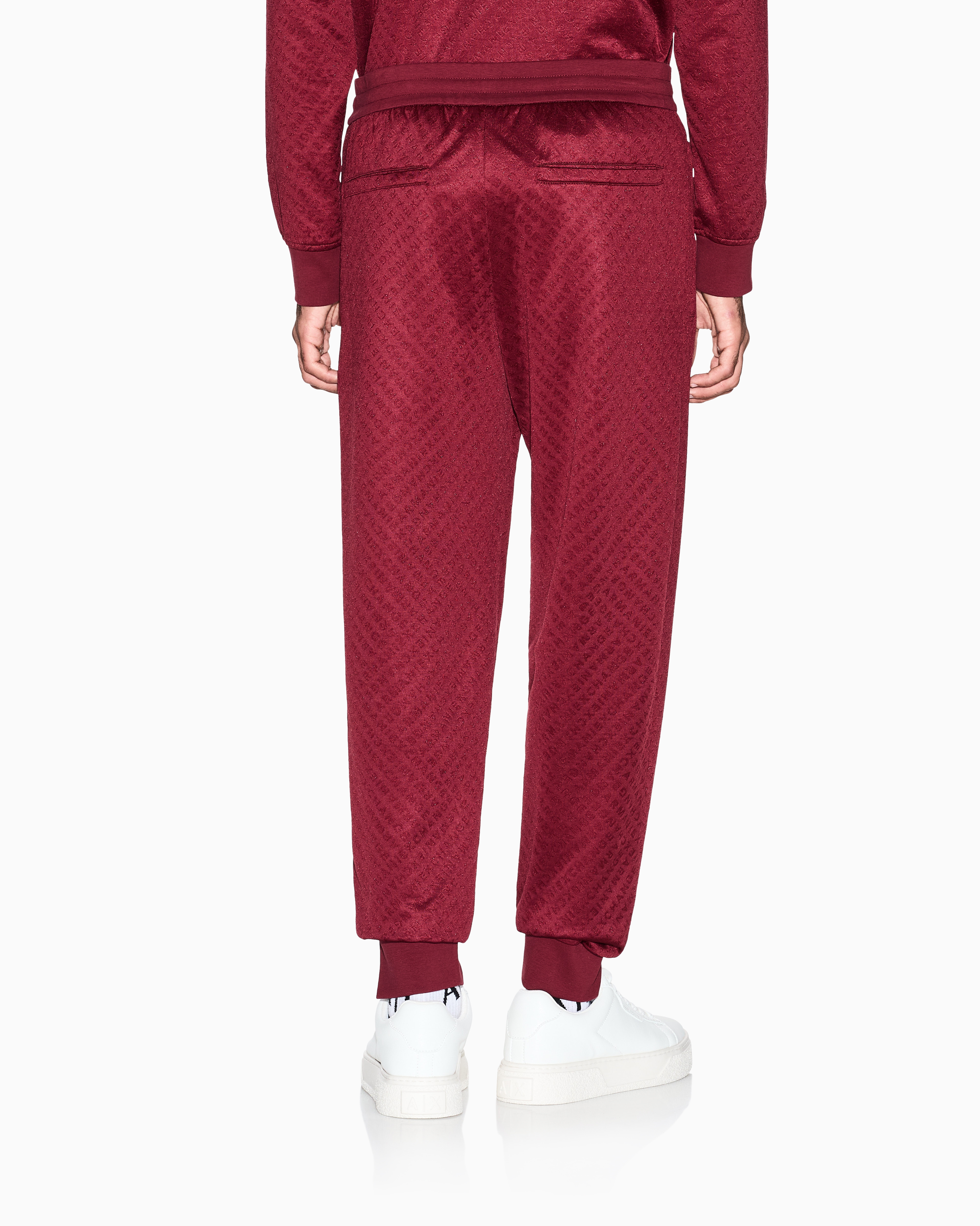Armani Exchange Micro-textured Jogger Pants In Red