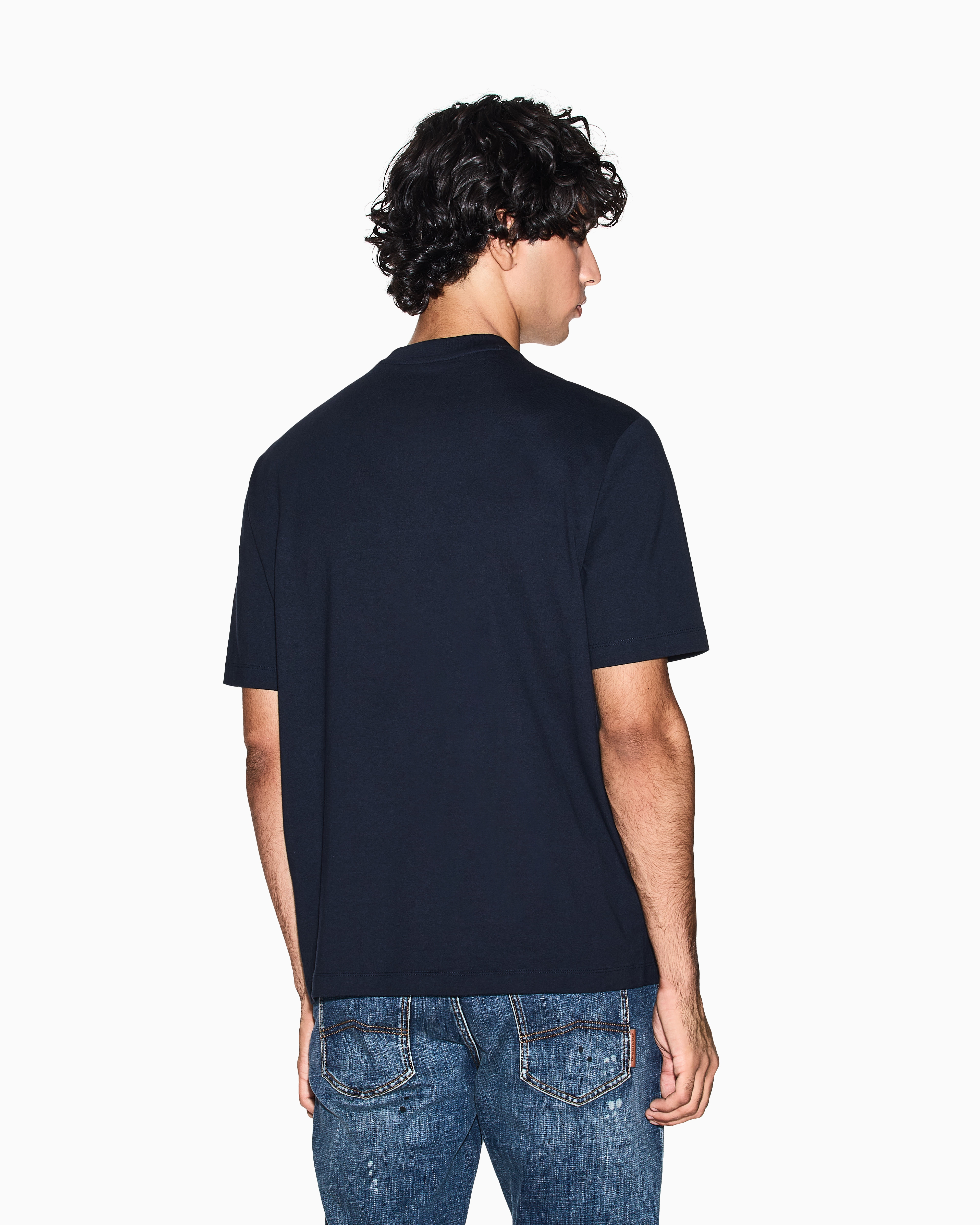 Armani Exchange - Regular fit T-shirt with logo pocket, Man, Navy Blue, Size: M