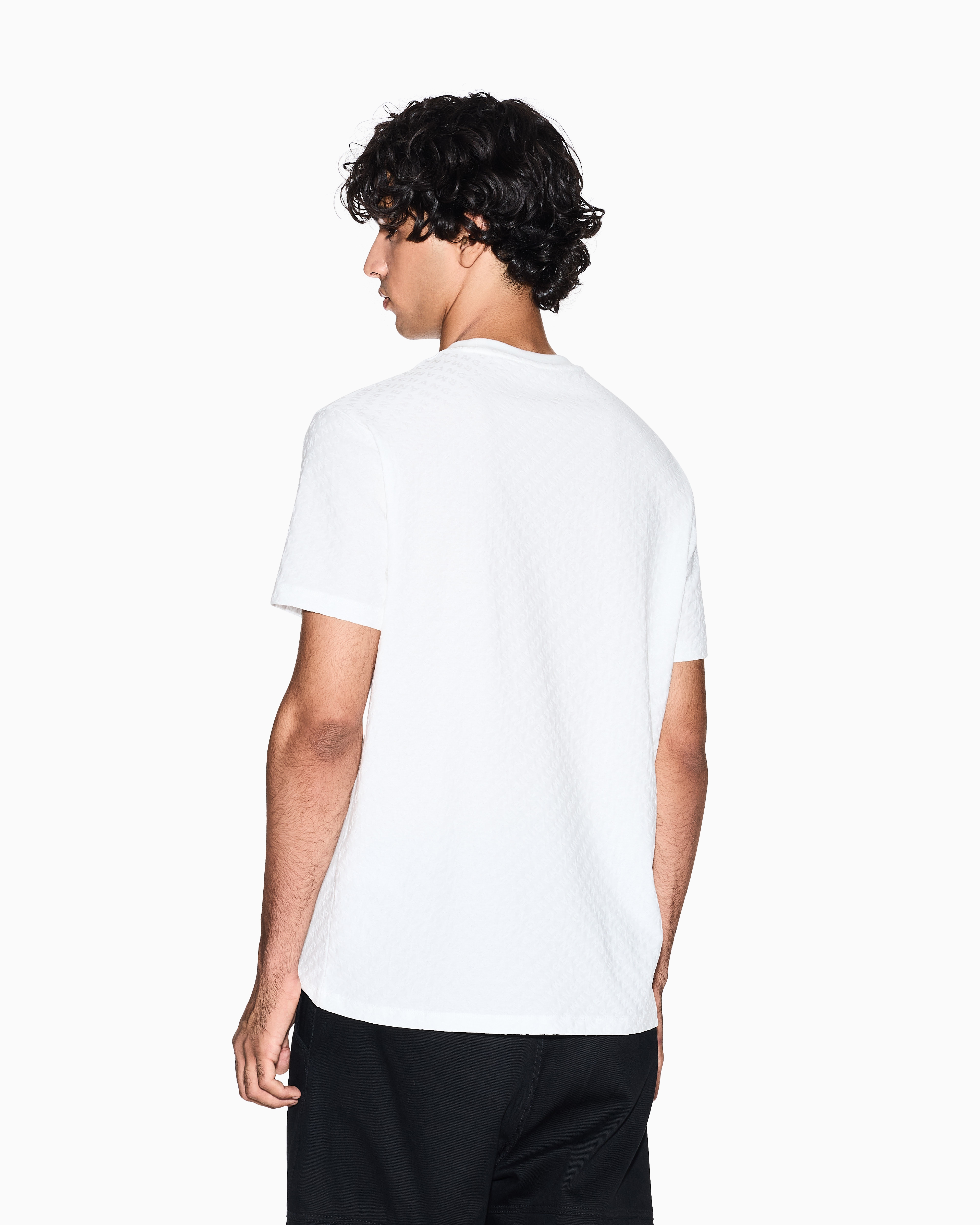 Armani Exchange - Regular fit t-shirt jacquard fabric, Man, White, Size: