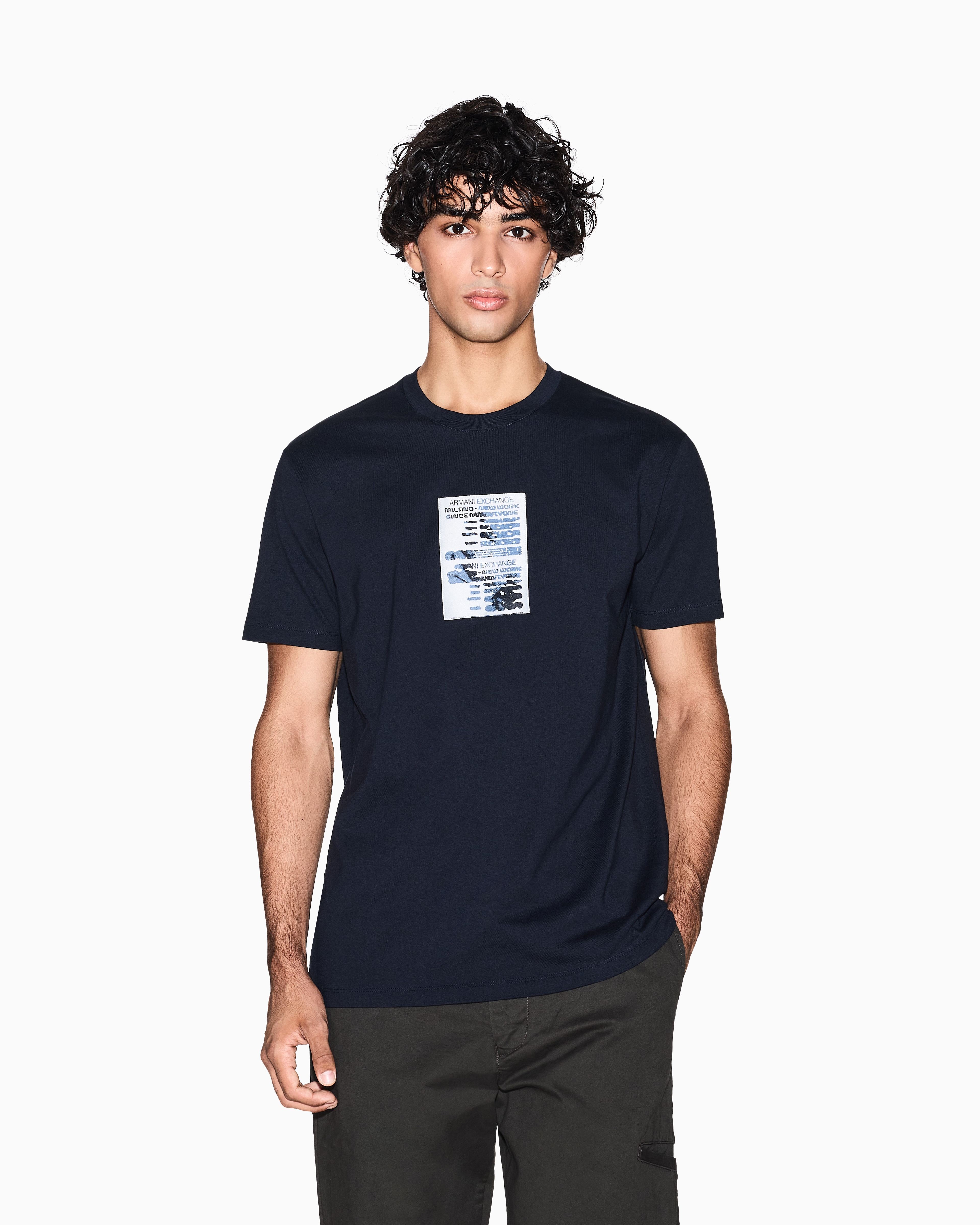 Armani Exchange - Regular fit graphic print T-shirt, Man, Navy_blue, Size: M