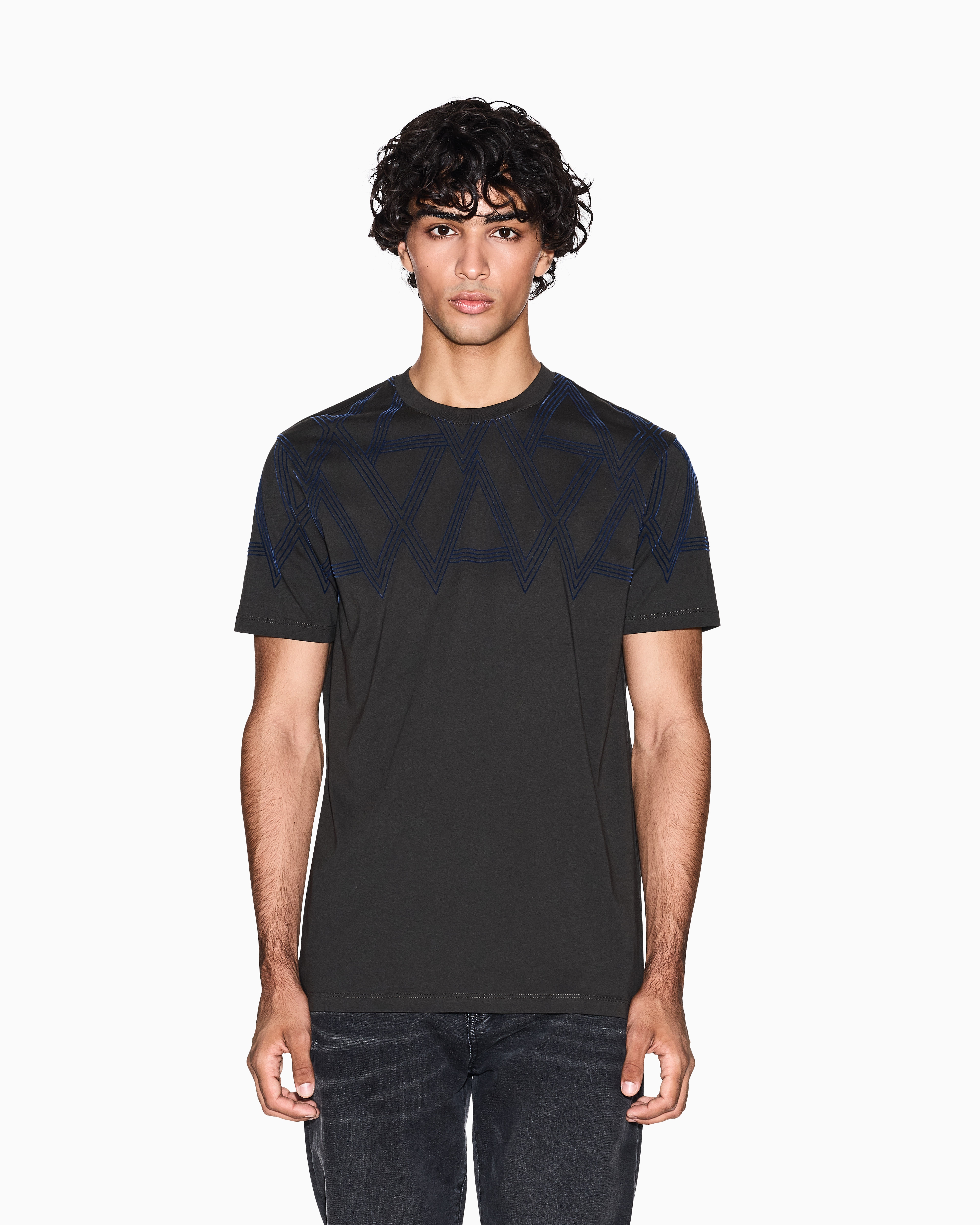 Armani Exchange - Regular fit T-shirt with maxi print, Man, Brown, Size: