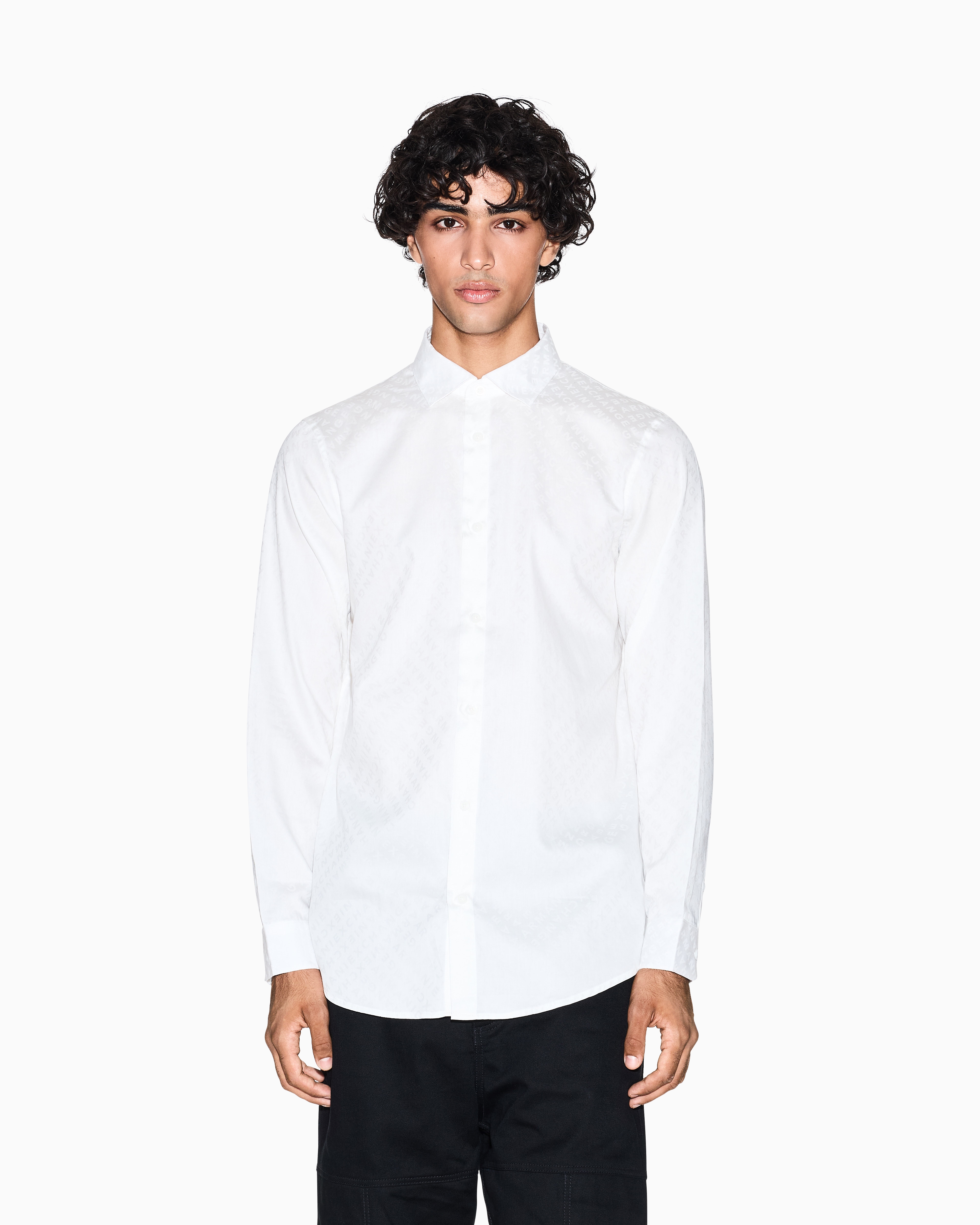 Armani Exchange - Regular fit shirt with allover logo, Man, White, Size: