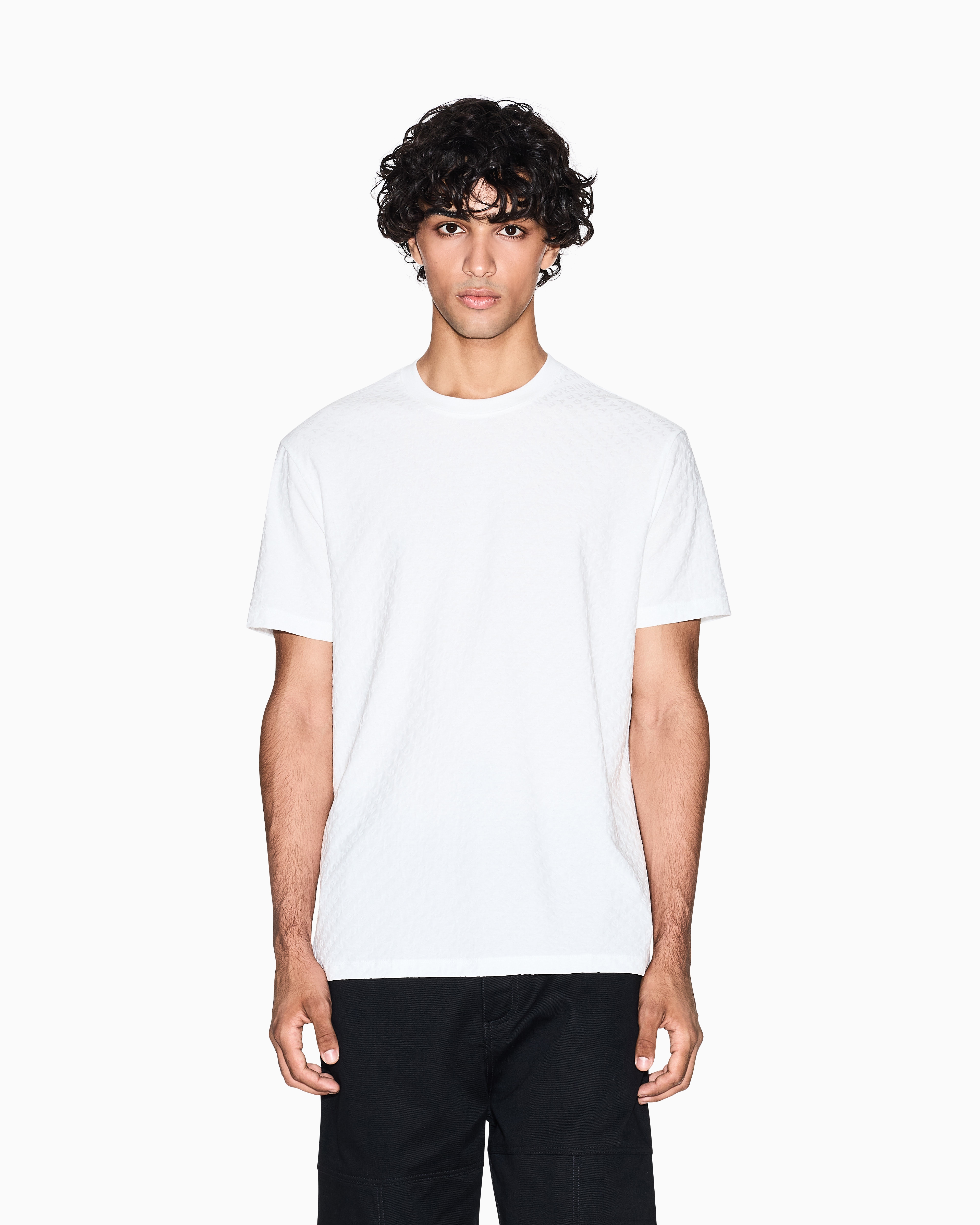 Armani Exchange - Regular fit t-shirt jacquard fabric, Man, White, Size: