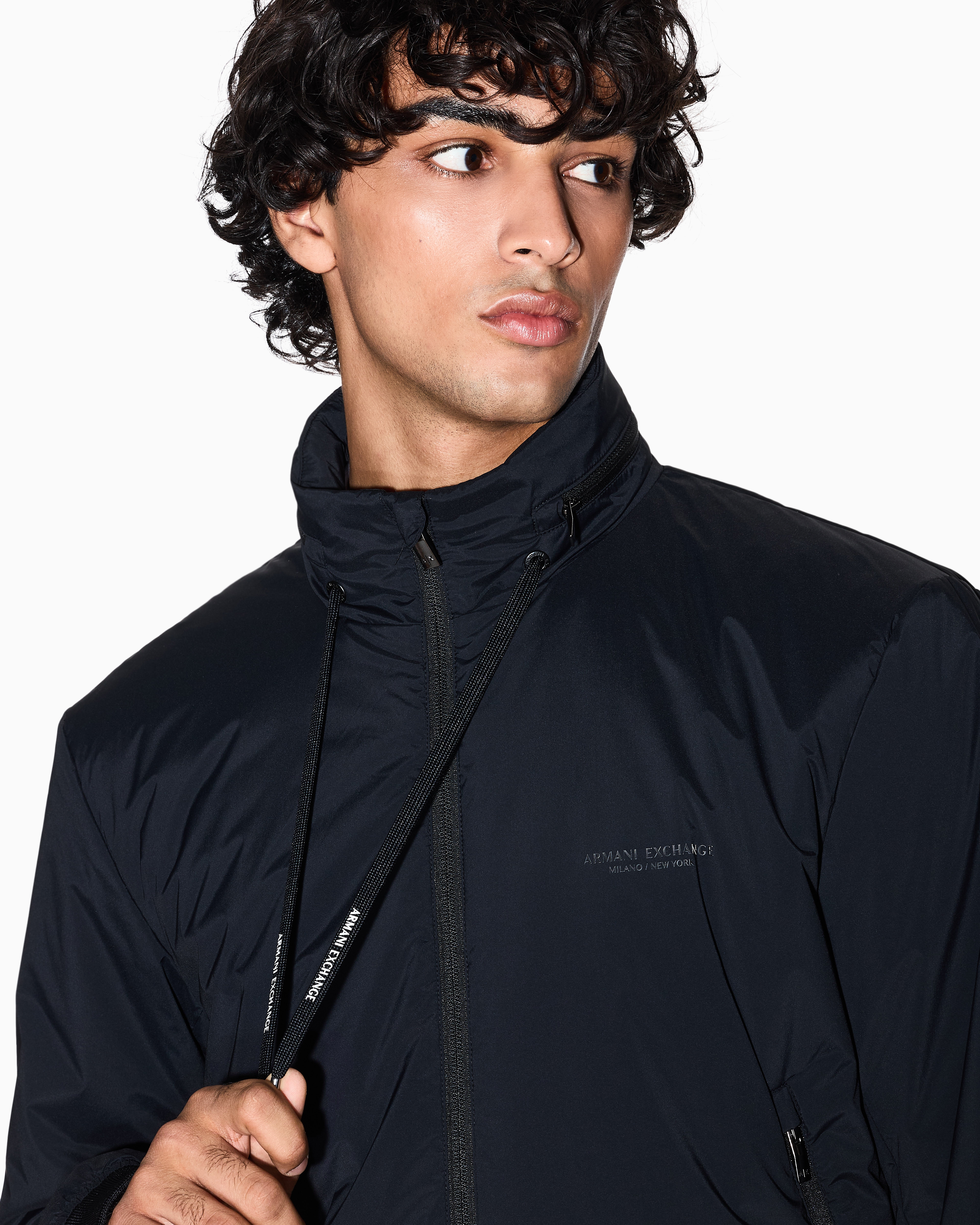 Armani Exchange - Stretch nylon jacket, Man, Black, Size: