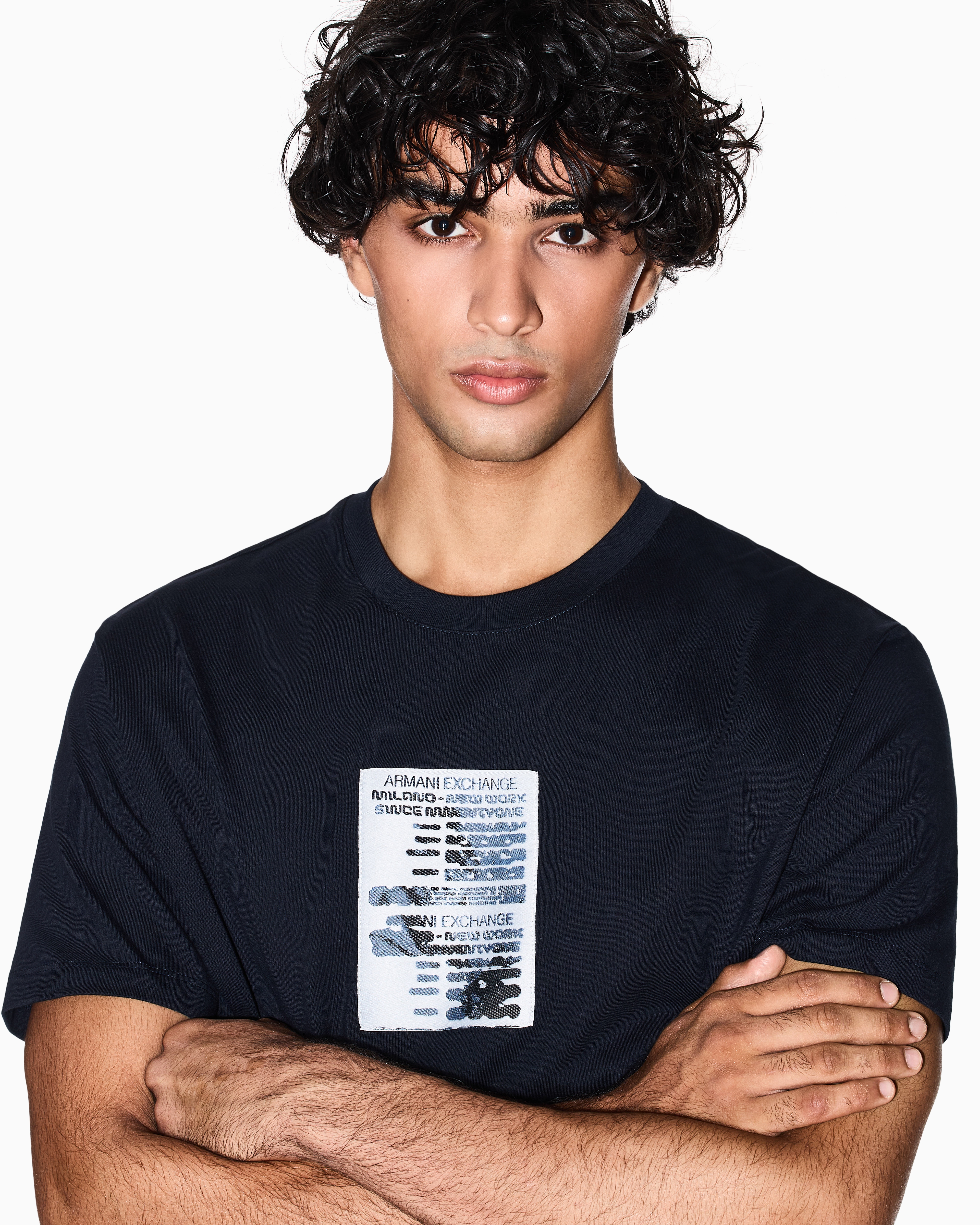 Armani Exchange - Regular fit graphic print T-shirt, Man, Navy_blue, Size: M