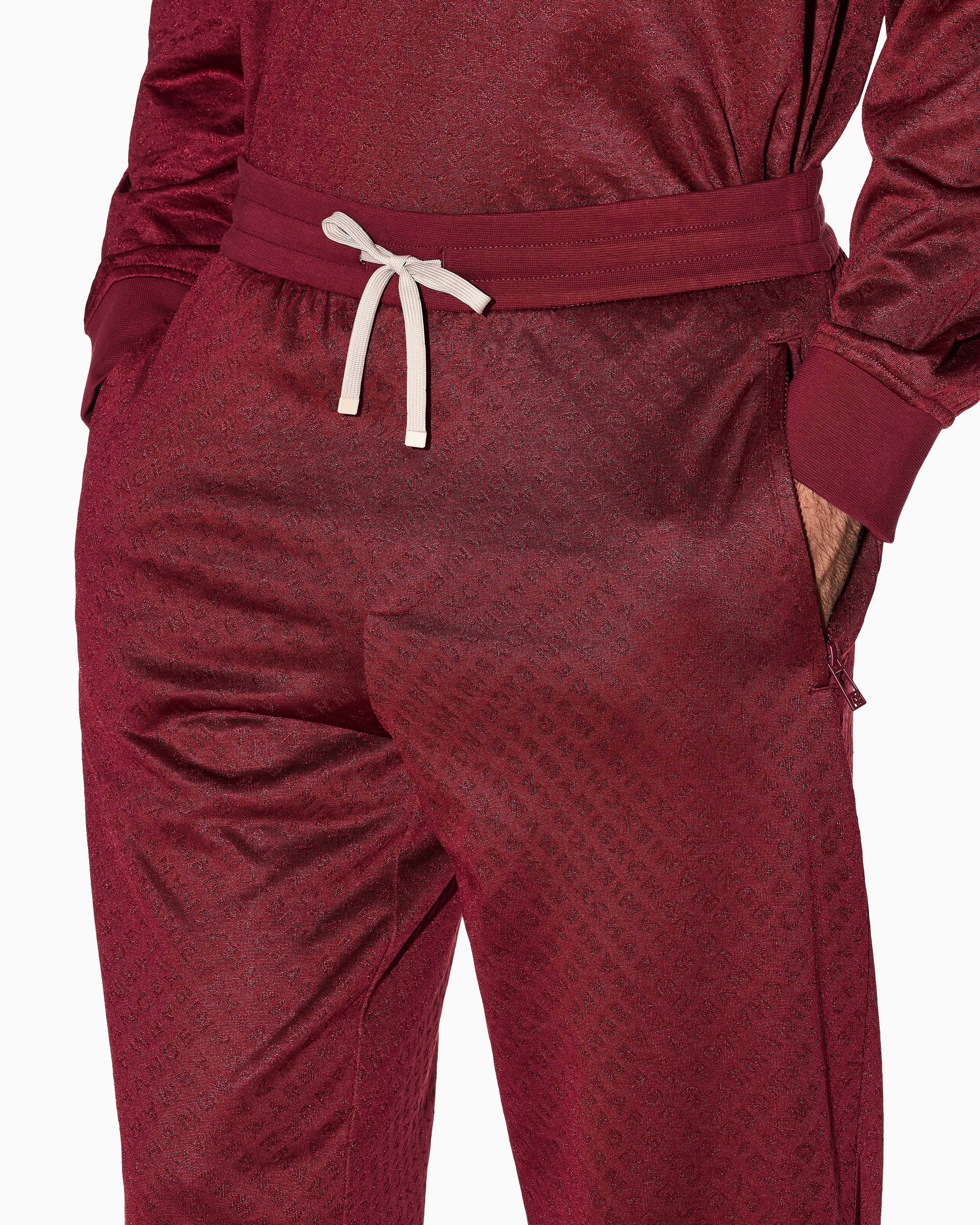 Armani Exchange Micro-textured Jogger Pants In Red